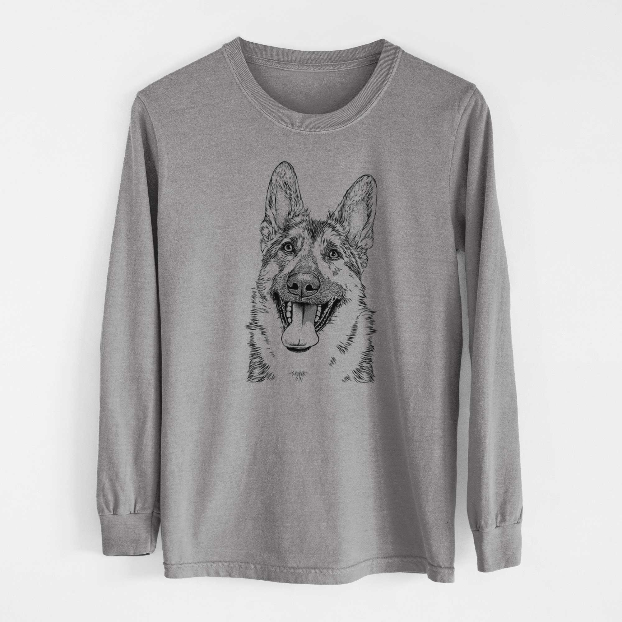 Bare Benson the German Shepherd - Men's Heavyweight 100% Cotton Long Sleeve