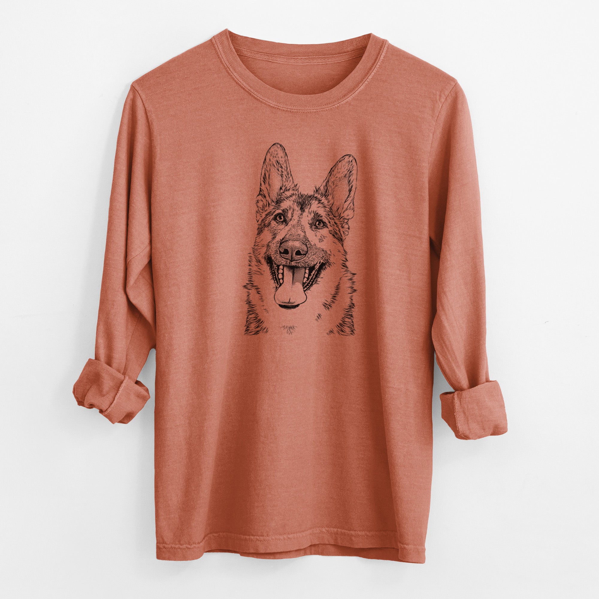 Bare Benson the German Shepherd - Men's Heavyweight 100% Cotton Long Sleeve