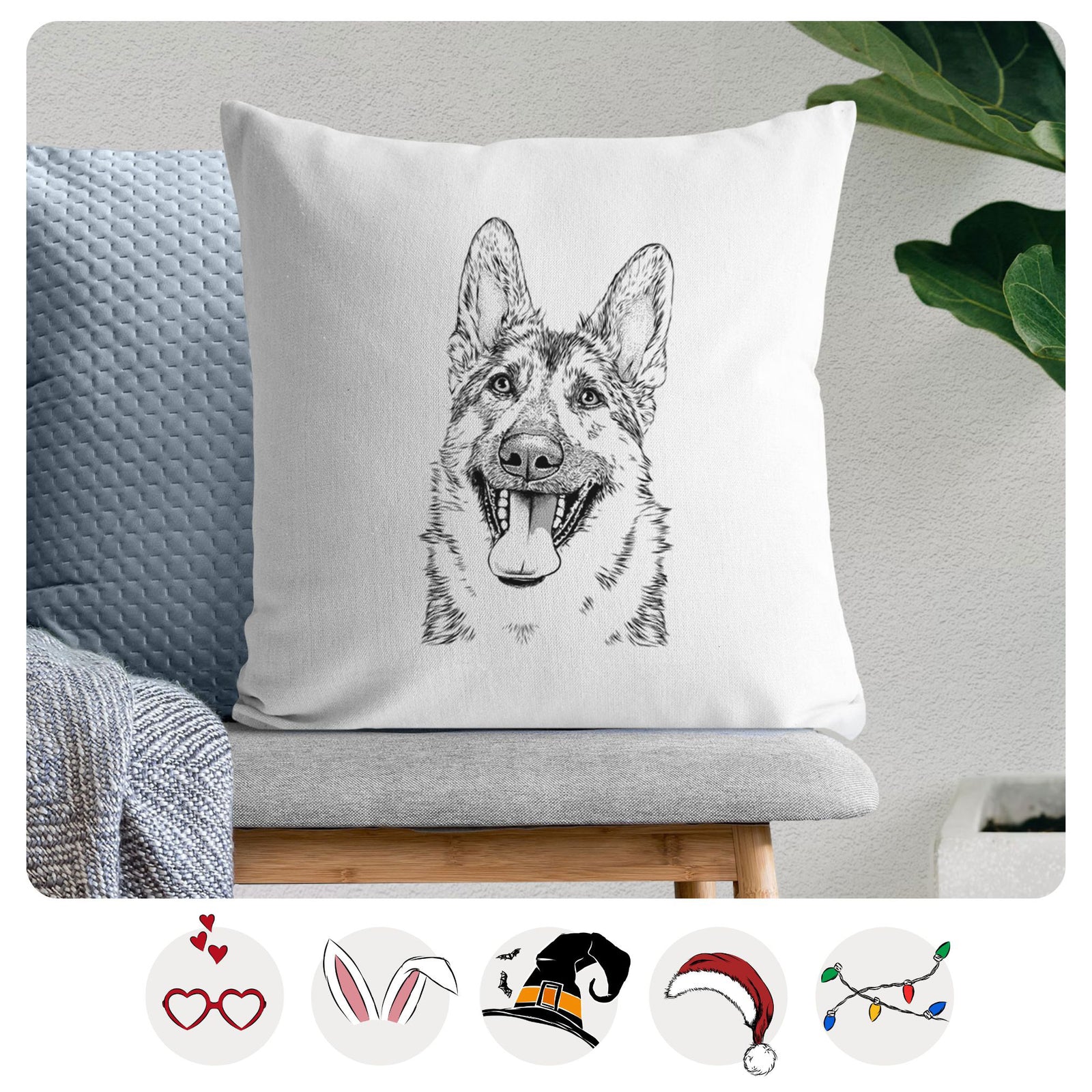 Benson the German Shepherd - Throw Pillow Cover