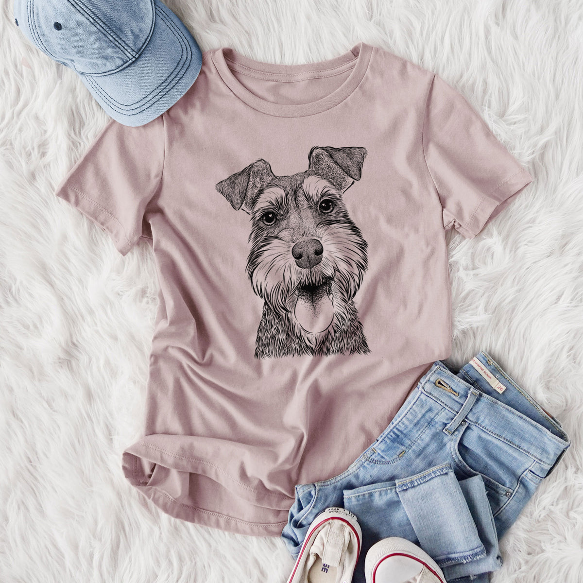 Bare Bernadette the Mini Schnauzer - Women's Lightweight Relaxed Fit 100% Cotton Crewneck