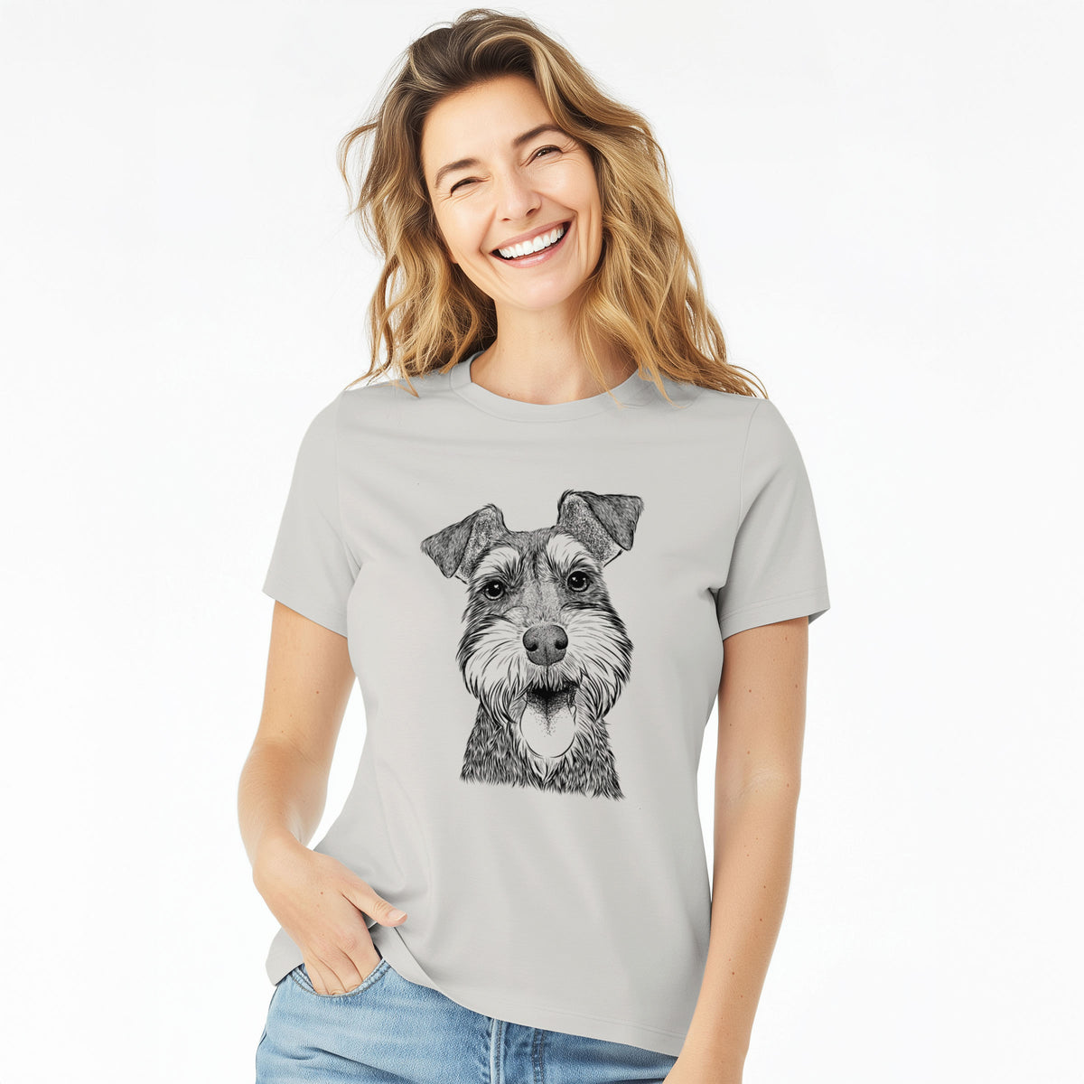 Bare Bernadette the Mini Schnauzer - Women's Lightweight Relaxed Fit 100% Cotton Crewneck