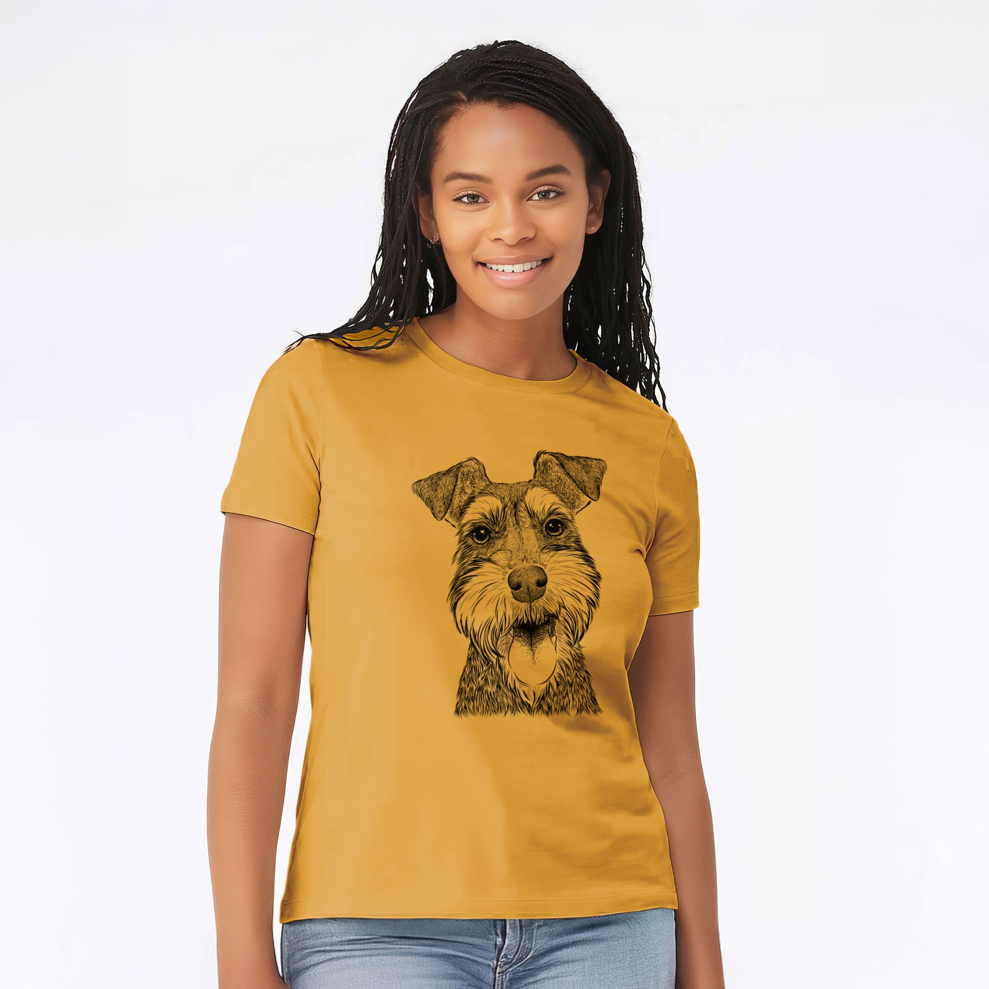 Bare Bernadette the Mini Schnauzer - Women's Lightweight Relaxed Fit 100% Cotton Crewneck