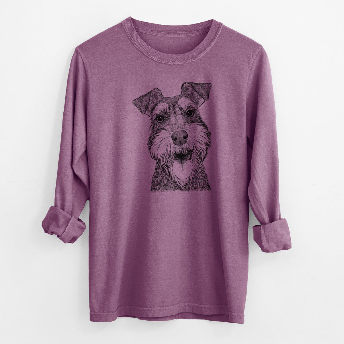 Bare Bernadette the Mini Schnauzer - Men's Heavyweight 100% Cotton Long Sleeve