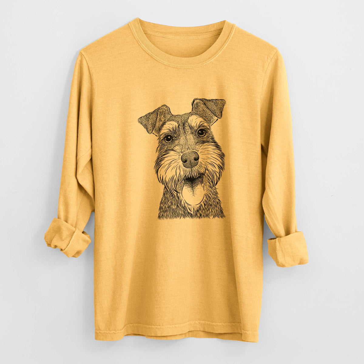Bare Bernadette the Mini Schnauzer - Men's Heavyweight 100% Cotton Long Sleeve