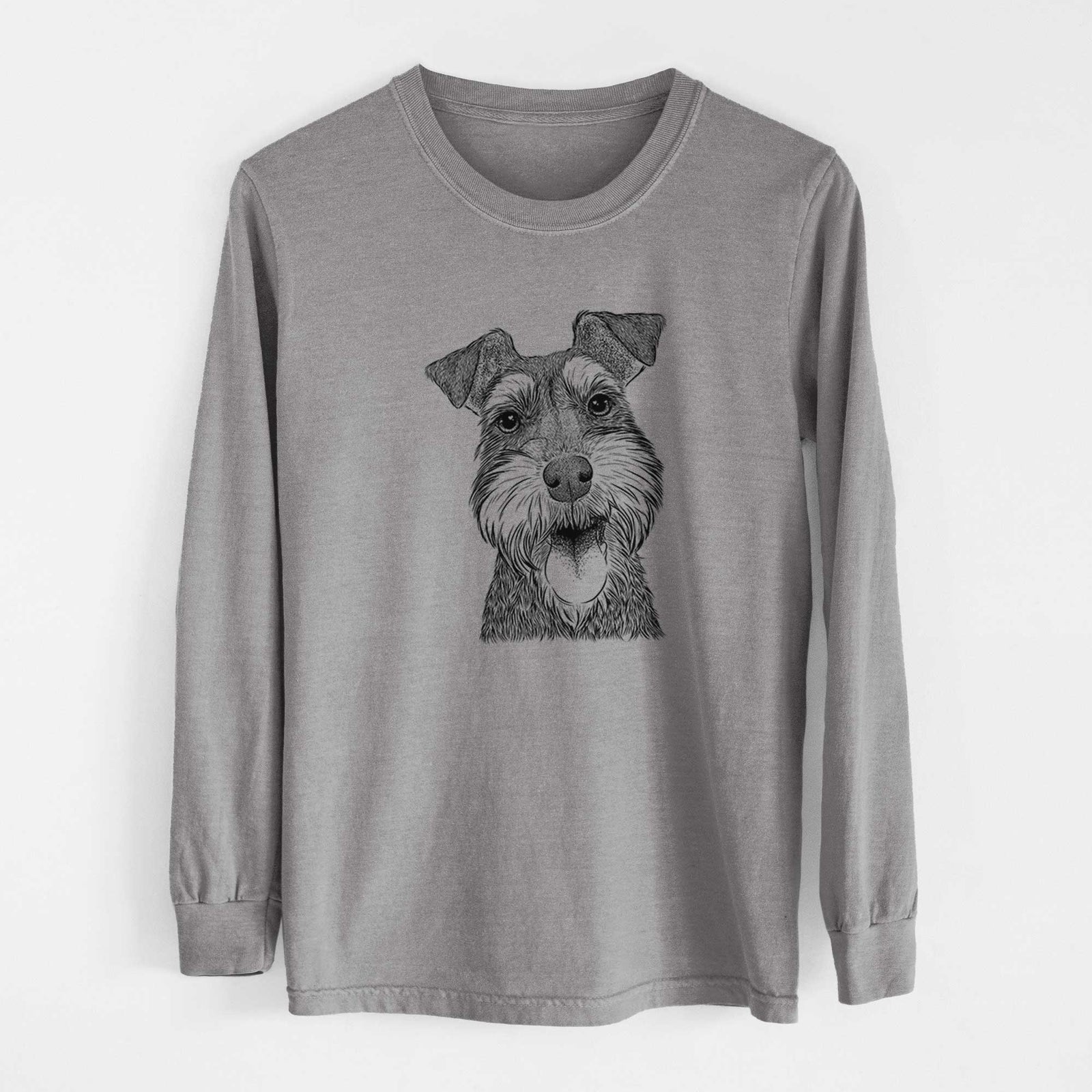 Bare Bernadette the Mini Schnauzer - Men's Heavyweight 100% Cotton Long Sleeve