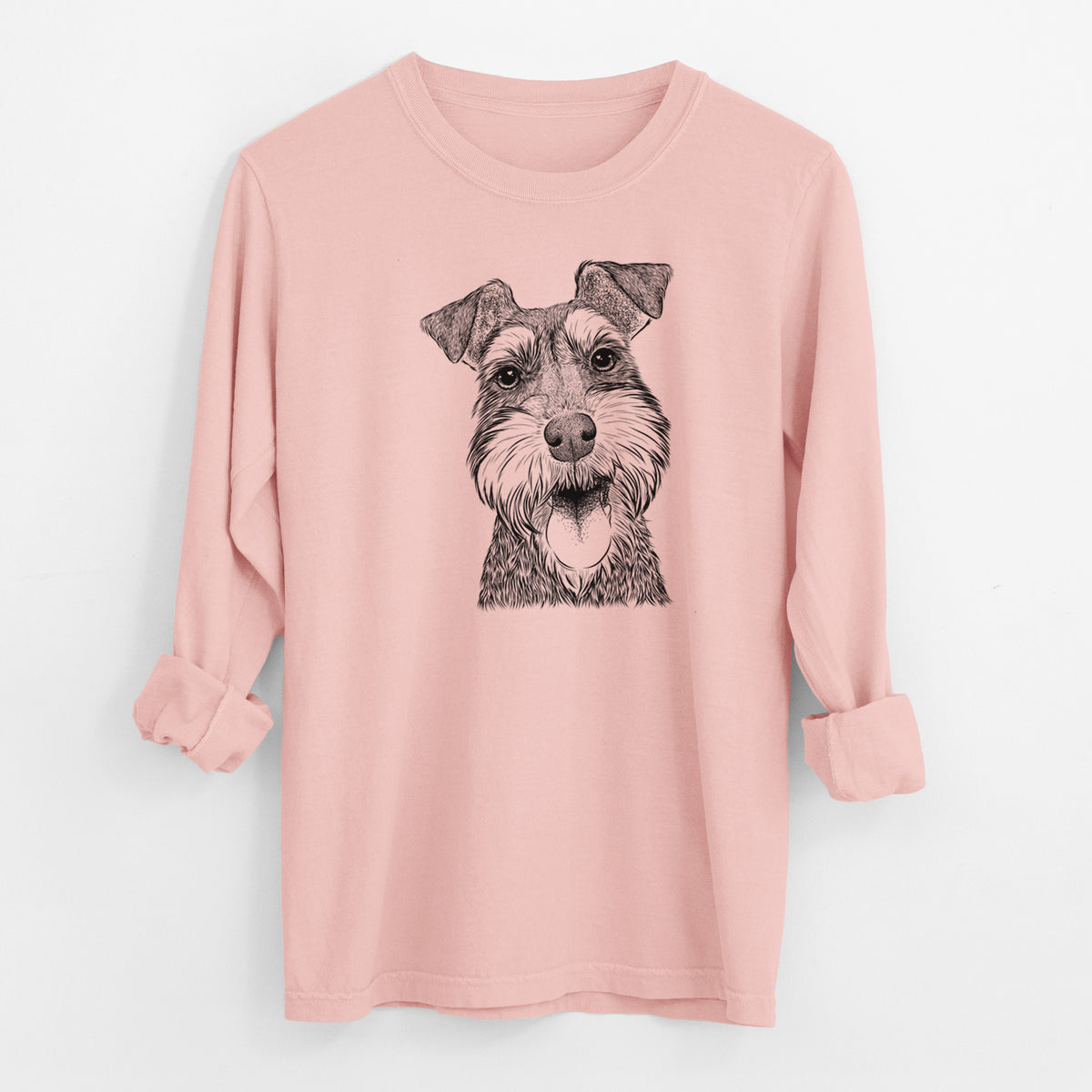 Bare Bernadette the Mini Schnauzer - Men's Heavyweight 100% Cotton Long Sleeve