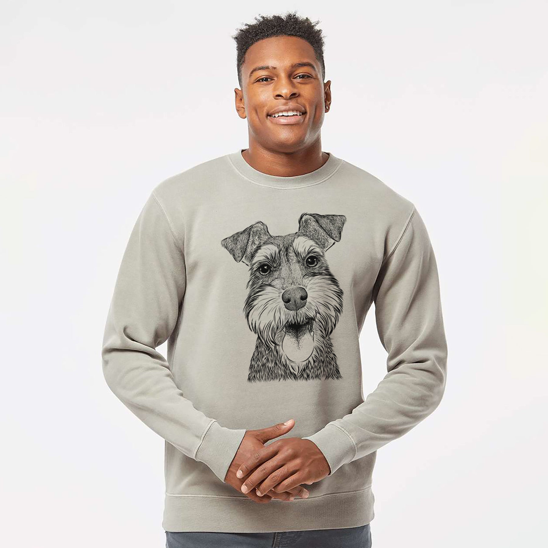 Bare Bernadette the Mini Schnauzer - Unisex Pigment Dyed Crew Sweatshirt