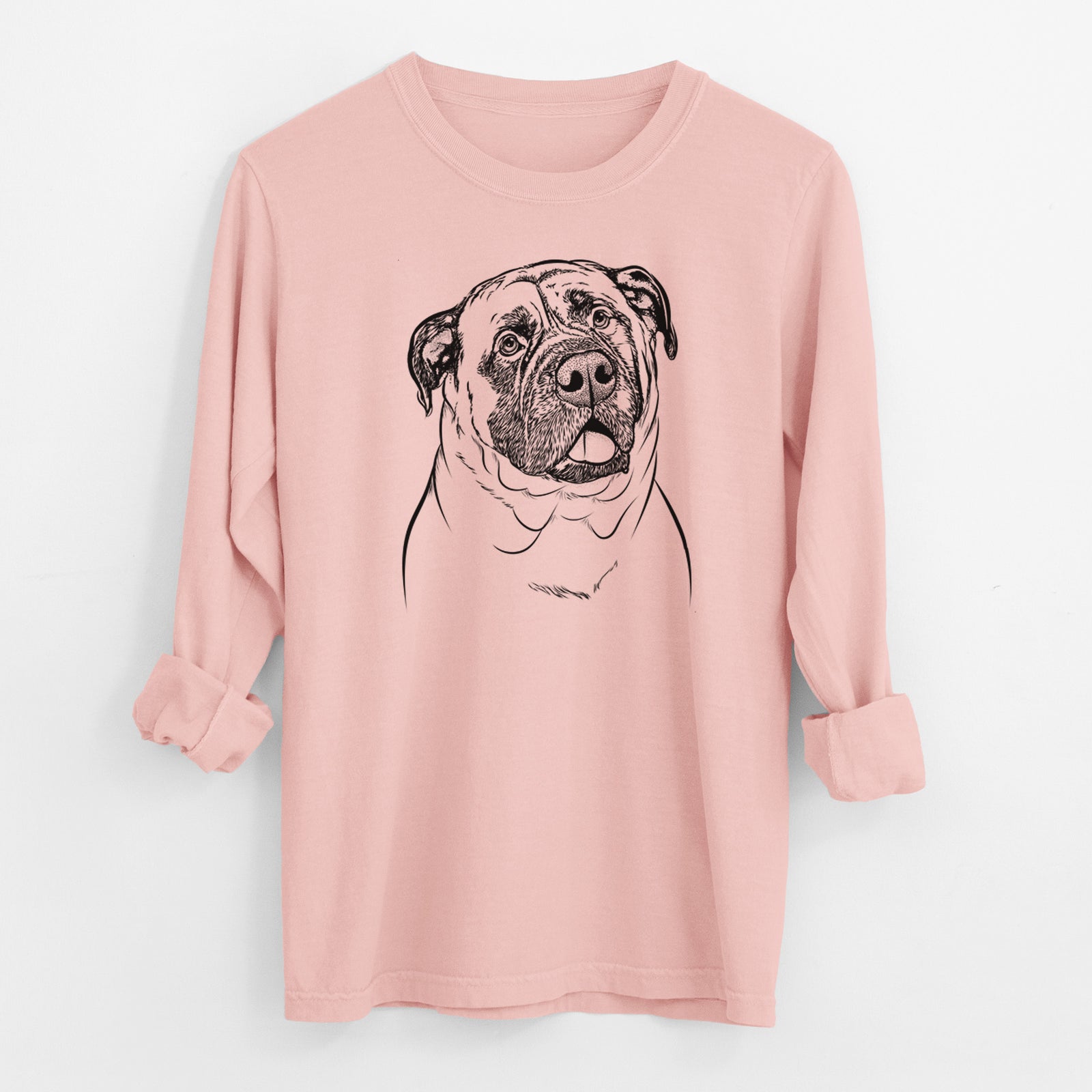 Bare Big P the English Mastiff - Men's Heavyweight 100% Cotton Long Sleeve