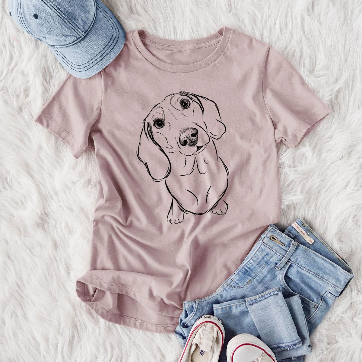 Bare Bill the Dachshund - Women's Lightweight Relaxed Fit 100% Cotton Crewneck