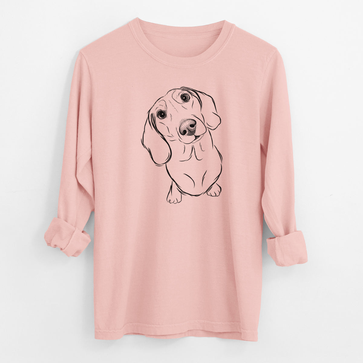 Bare Bill the Dachshund - Men's Heavyweight 100% Cotton Long Sleeve