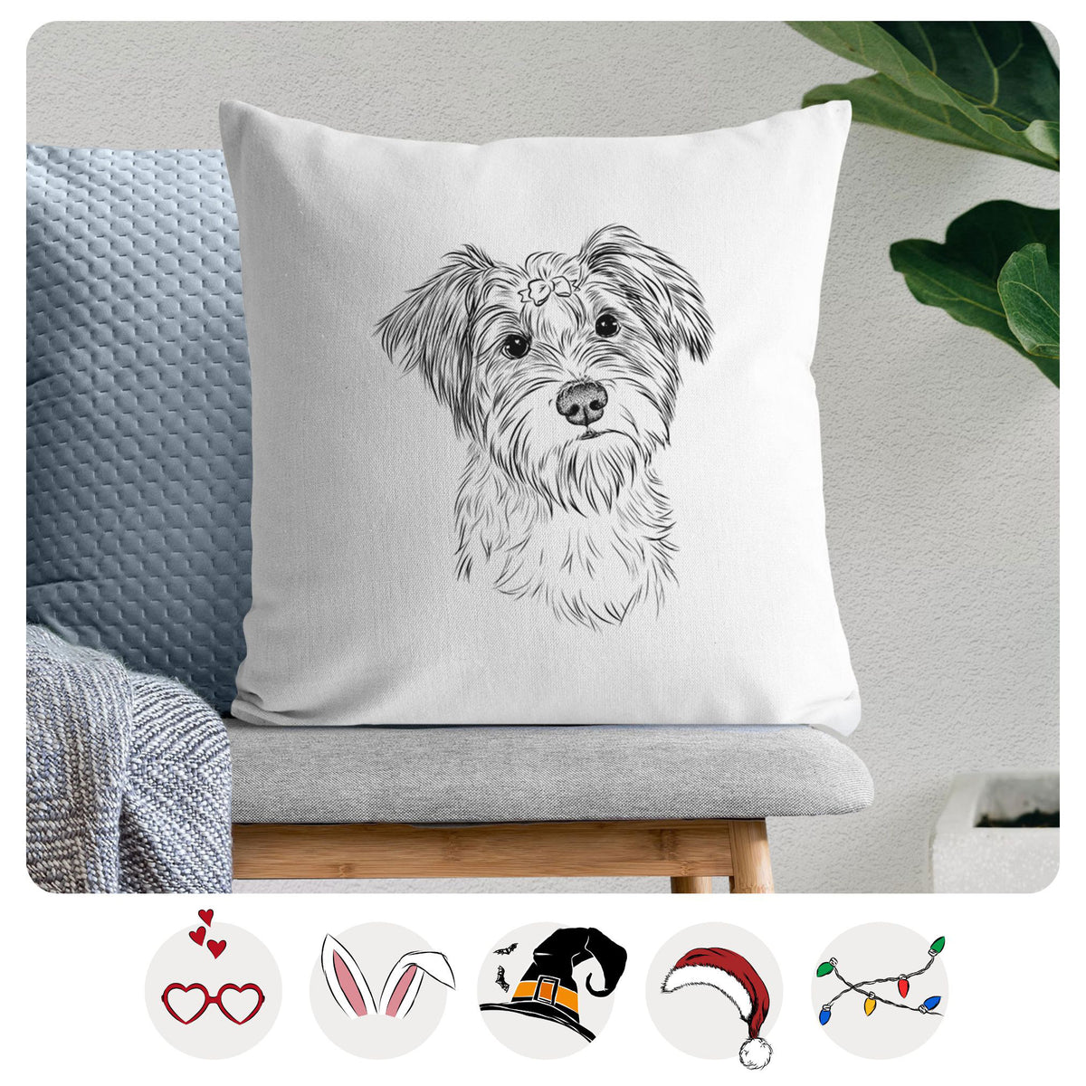 Birdee the Schnauzer Mix - Throw Pillow Cover