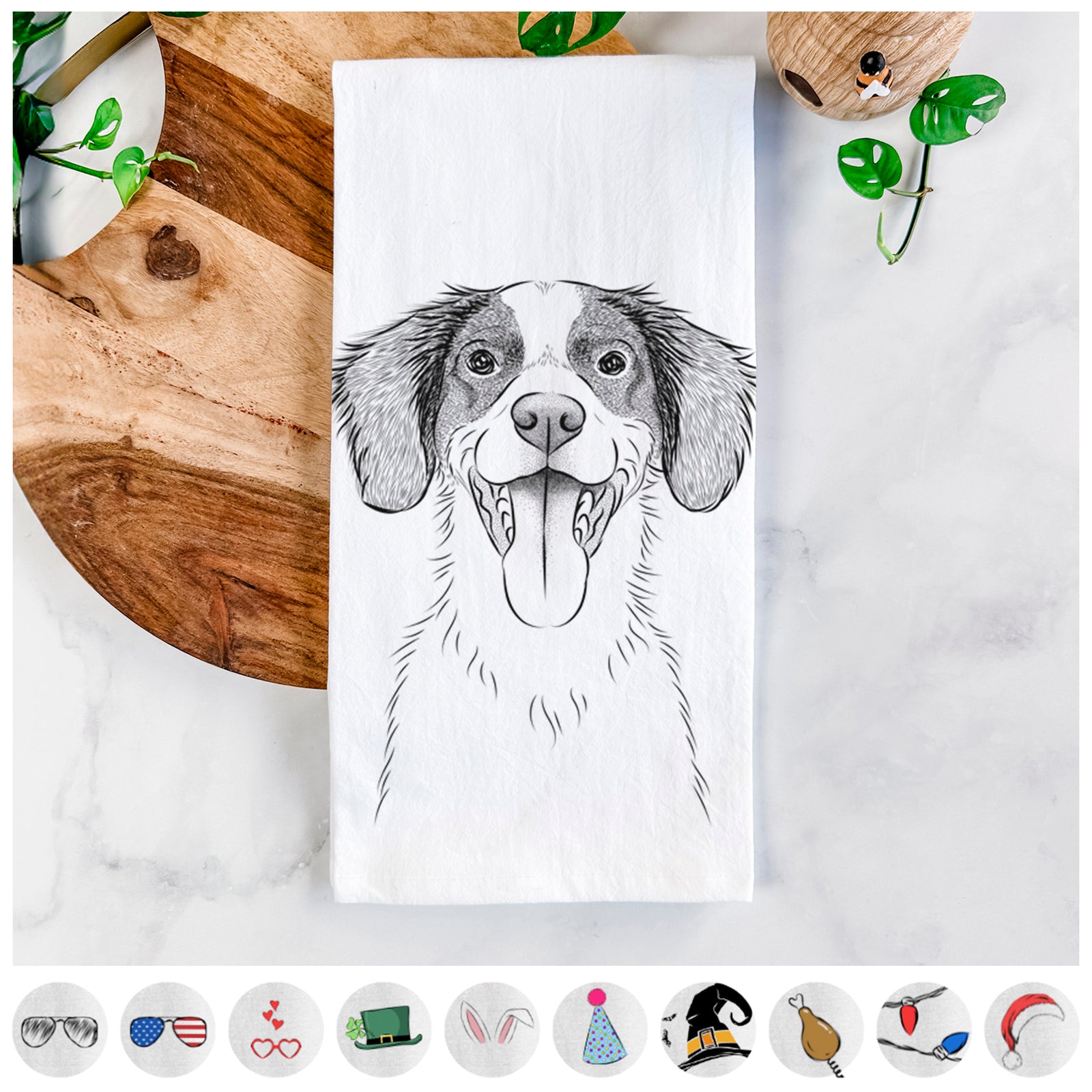 Birdie the Brittany Tea Towel