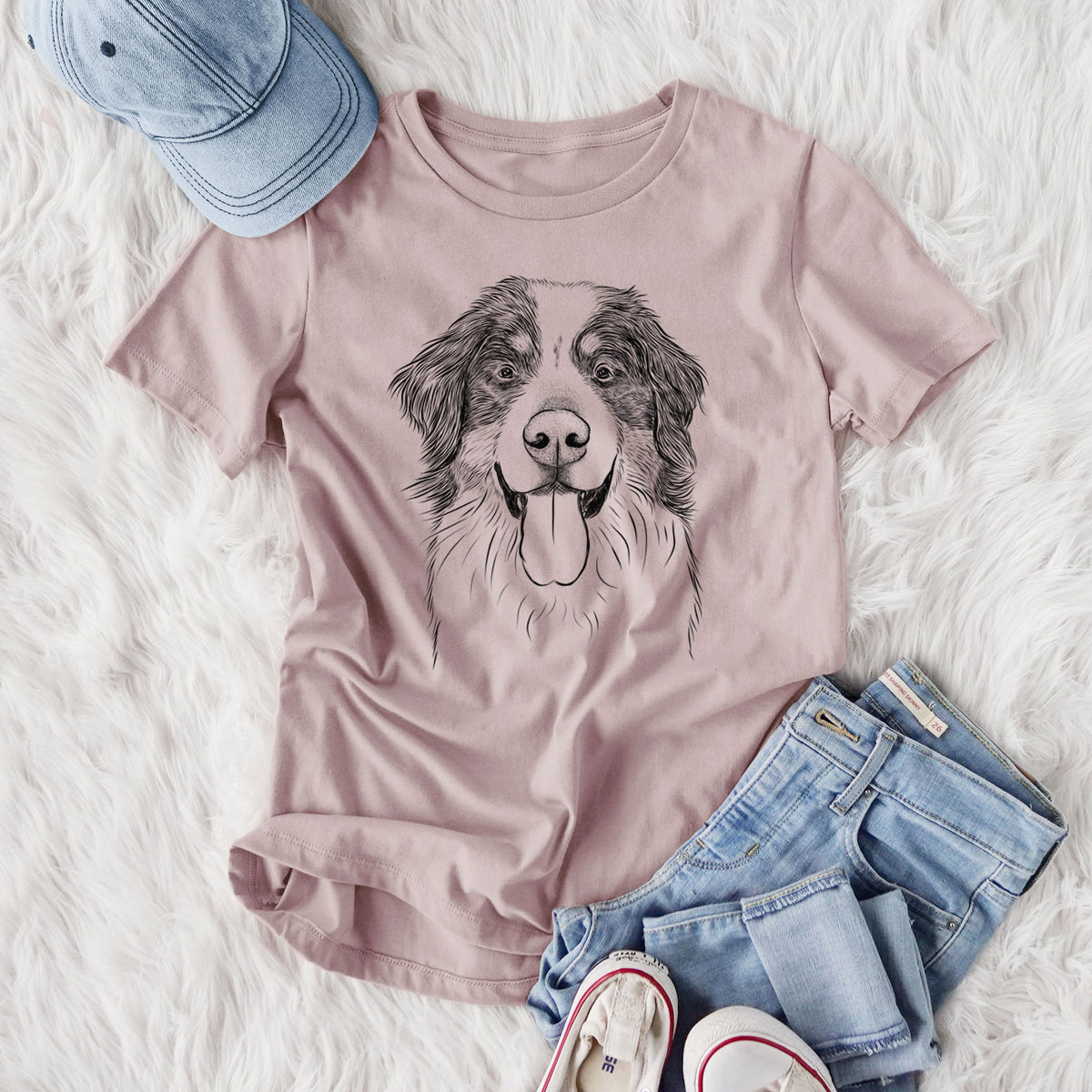 Bare Blaze the Bernese Mountain Dog - Women's Lightweight Relaxed Fit 100% Cotton Crewneck