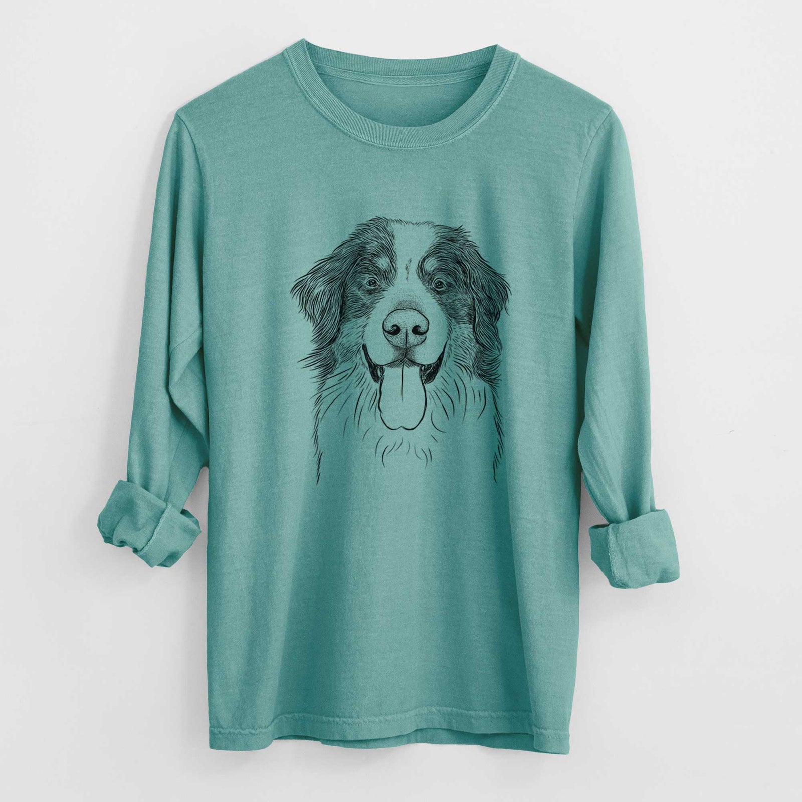 Bare Blaze the Bernese Mountain Dog - Men's Heavyweight 100% Cotton Long Sleeve