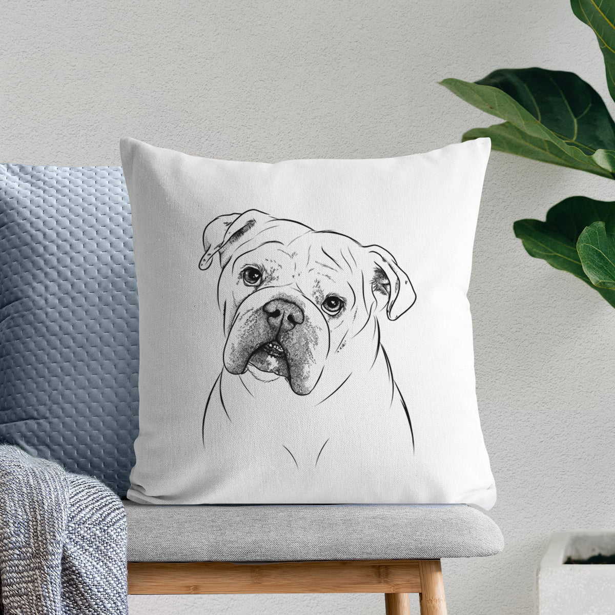 Blossom the English Bulldog - Throw Pillow Cover