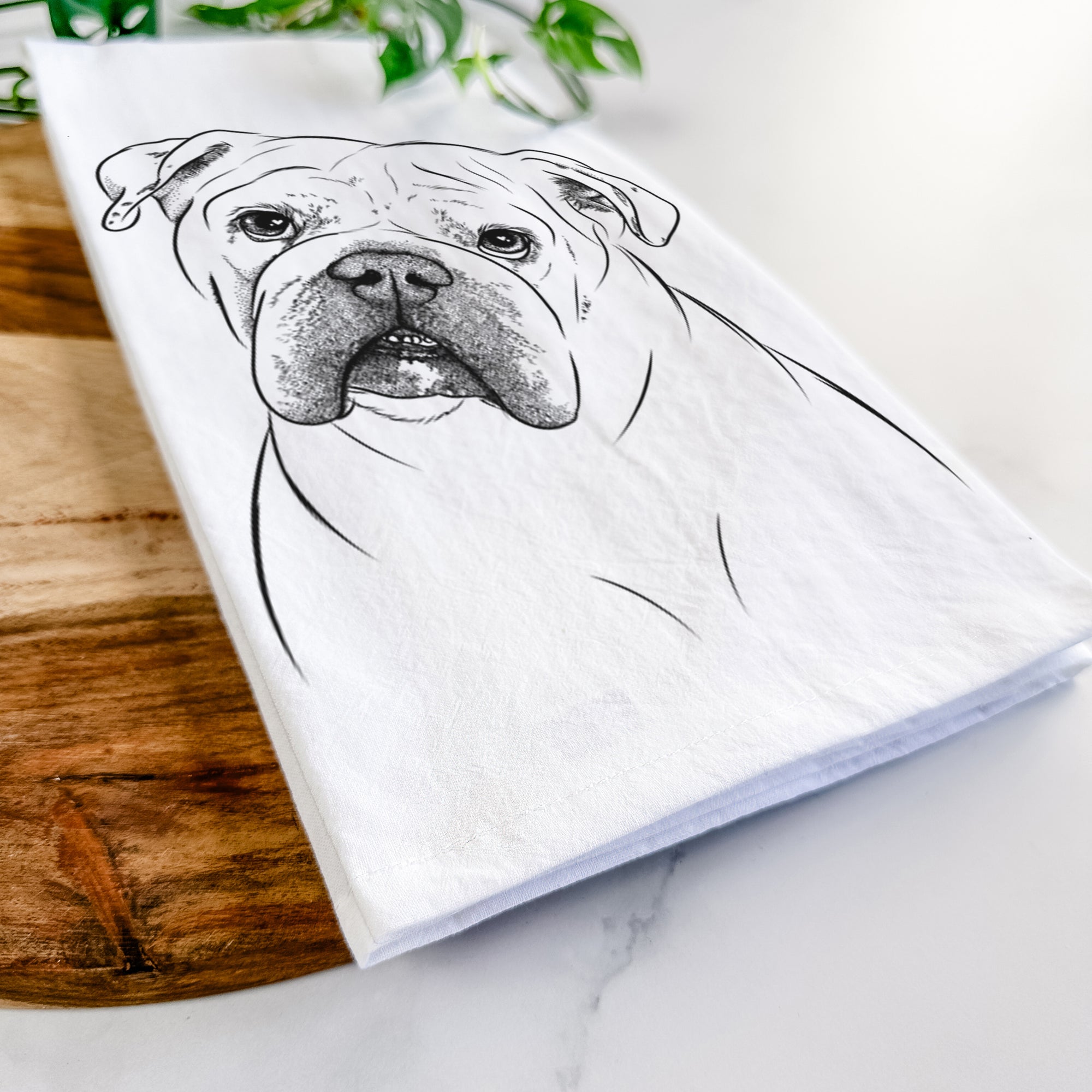 Blossom the English Bulldog Tea Towel