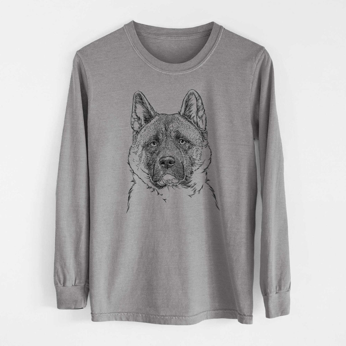 Bare Bo the American Akita - Men's Heavyweight 100% Cotton Long Sleeve