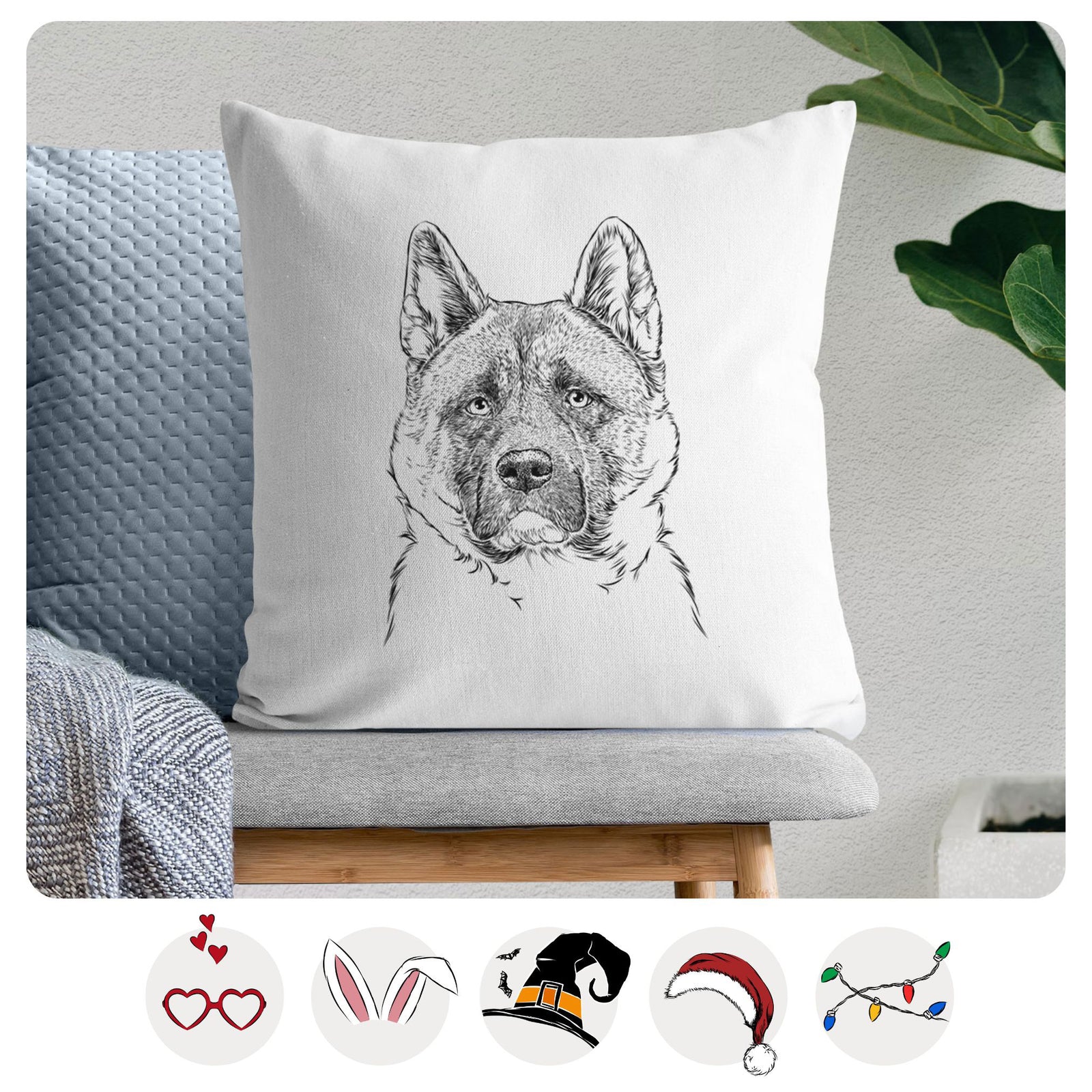 Bo the American Akita - Throw Pillow Cover