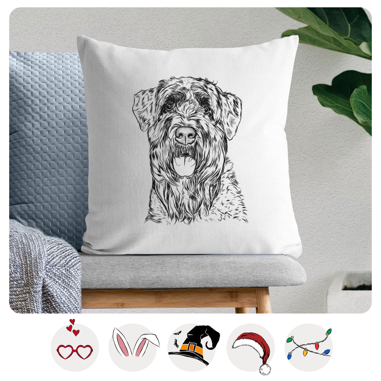 Bonnie the Bouvier Des Flandres - Throw Pillow Cover