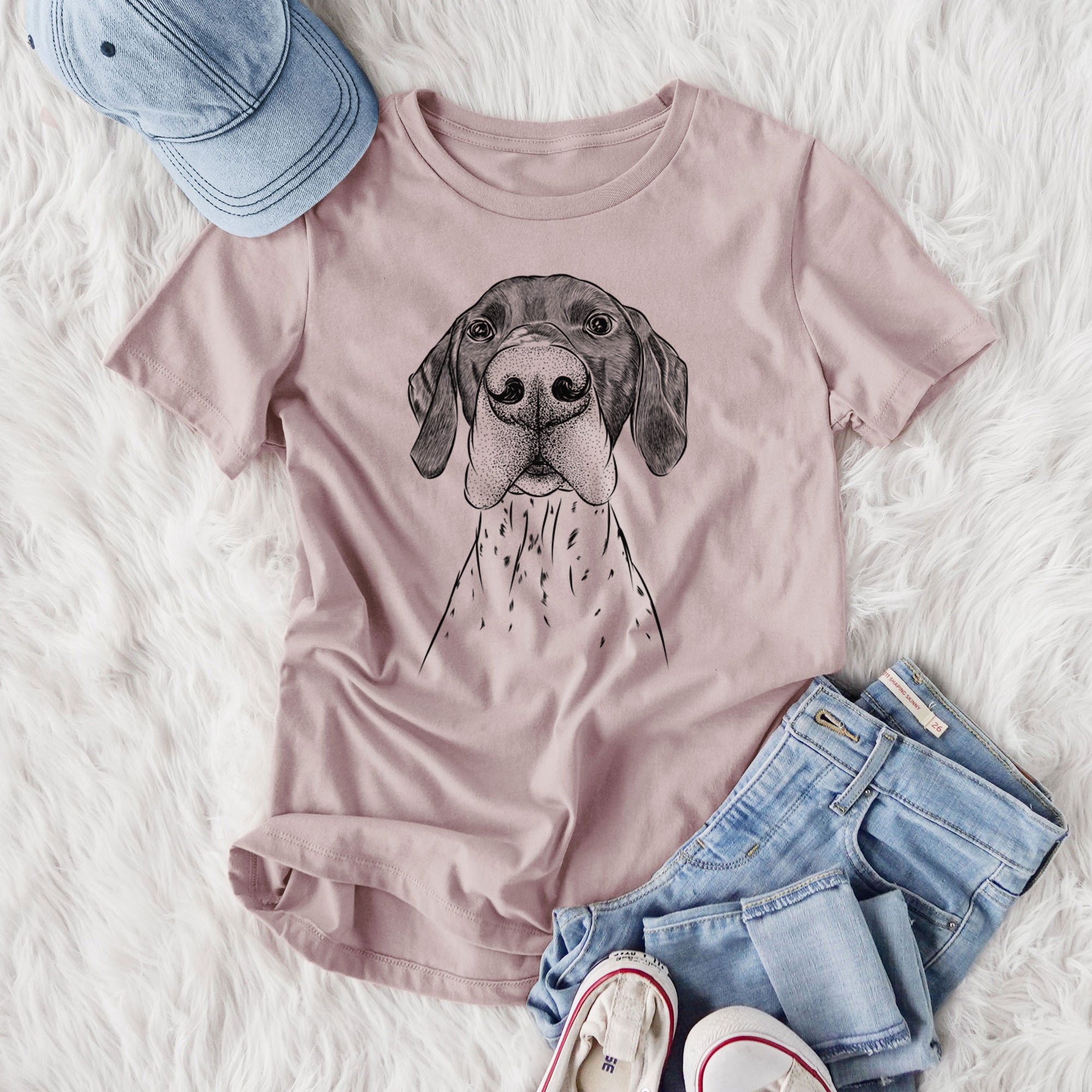 Bare Booze the German Shorthaired Pointer - Women's Lightweight Relaxed Fit 100% Cotton Crewneck