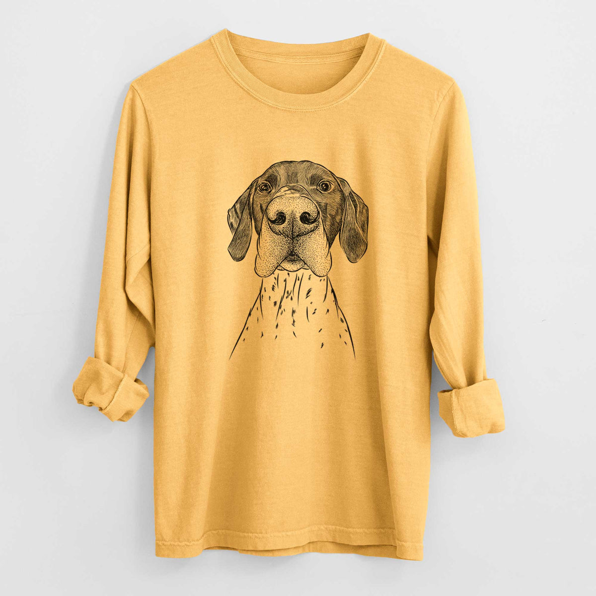 Bare Booze the German Shorthaired Pointer - Men's Heavyweight 100% Cotton Long Sleeve