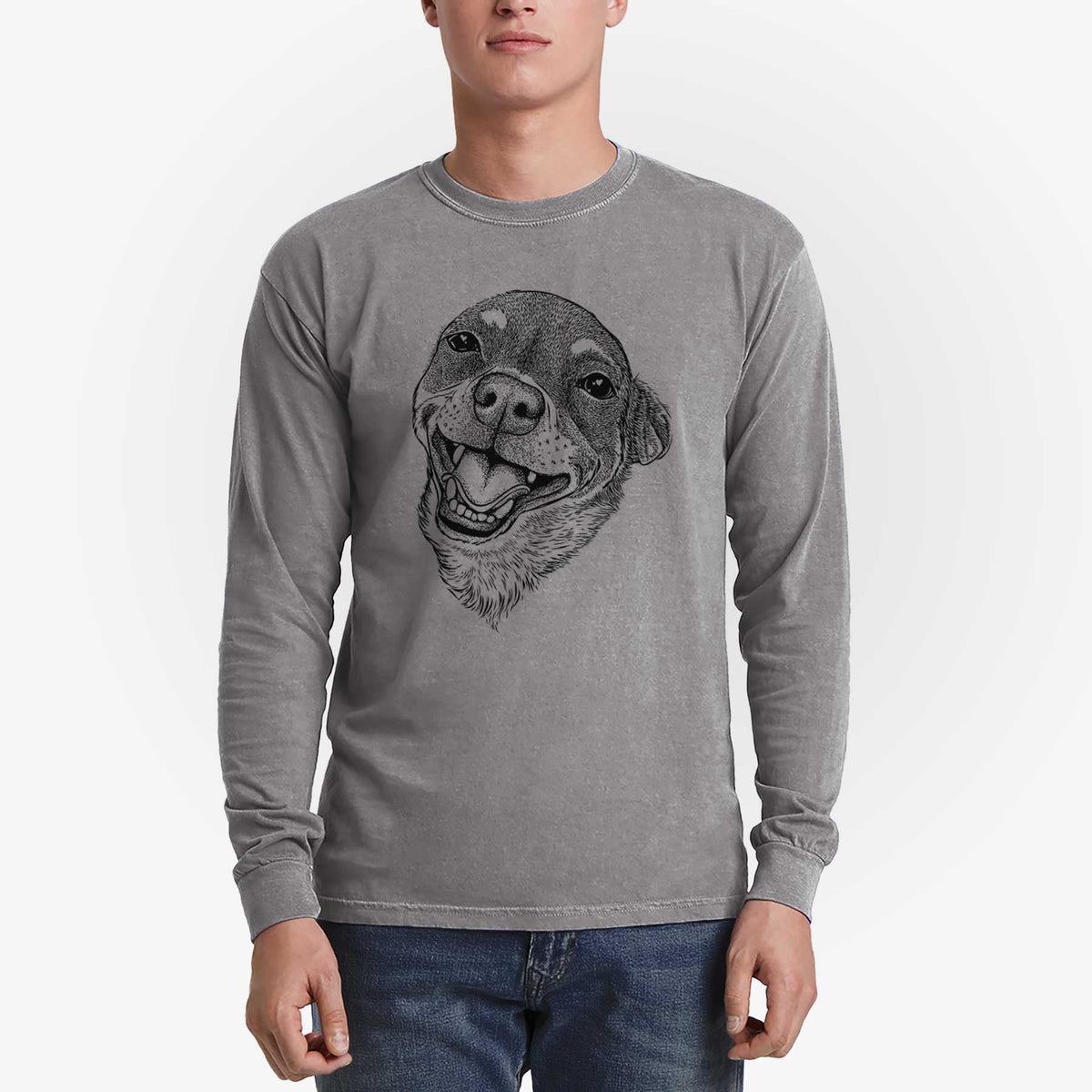 Bare Boss the Chihuahua - Men's Heavyweight 100% Cotton Long Sleeve