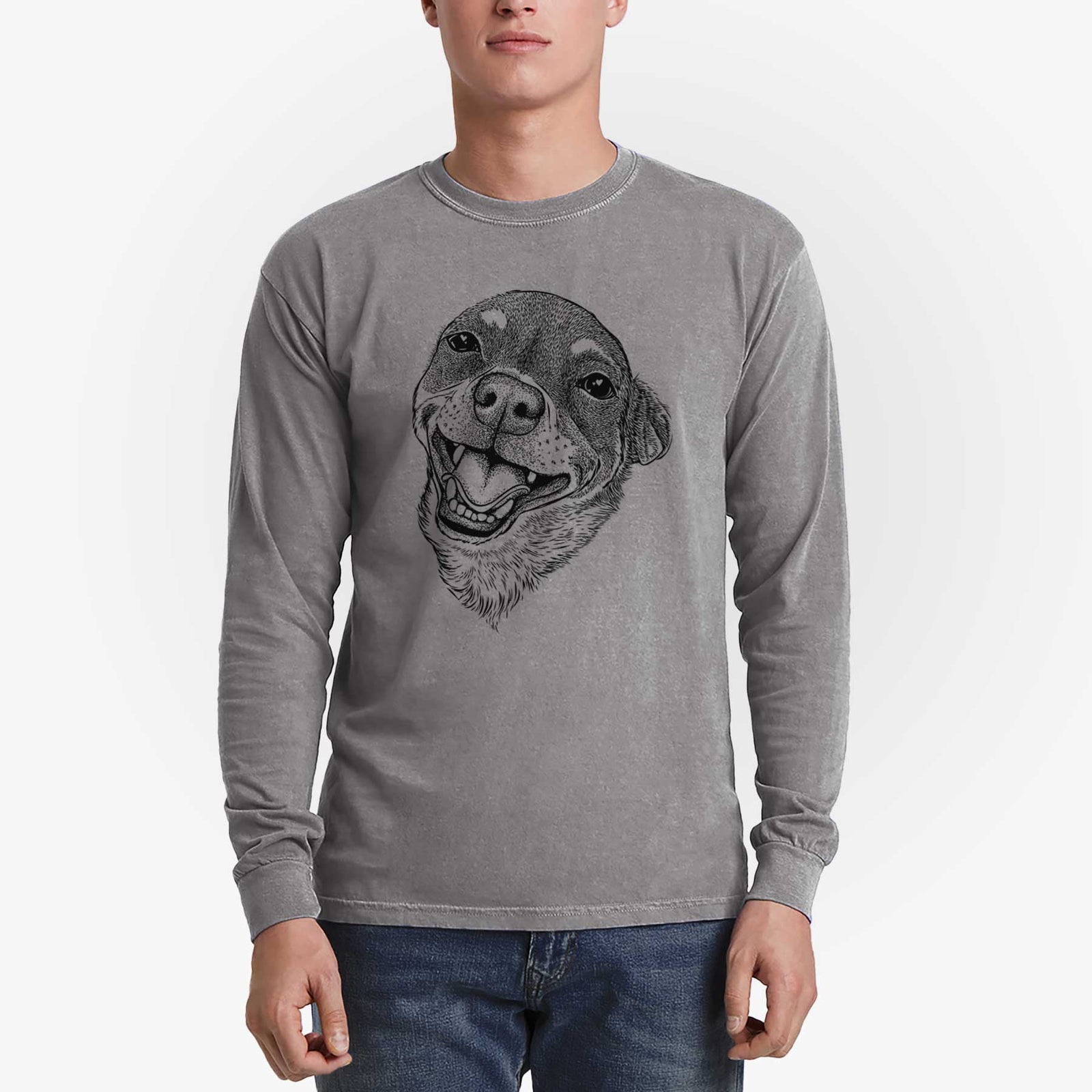 Bare Boss the Chihuahua - Men's Heavyweight 100% Cotton Long Sleeve