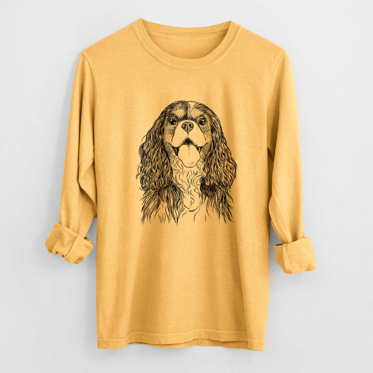 Bare Brandy the Cavalier King Charles Spaniel - Men's Heavyweight 100% Cotton Long Sleeve