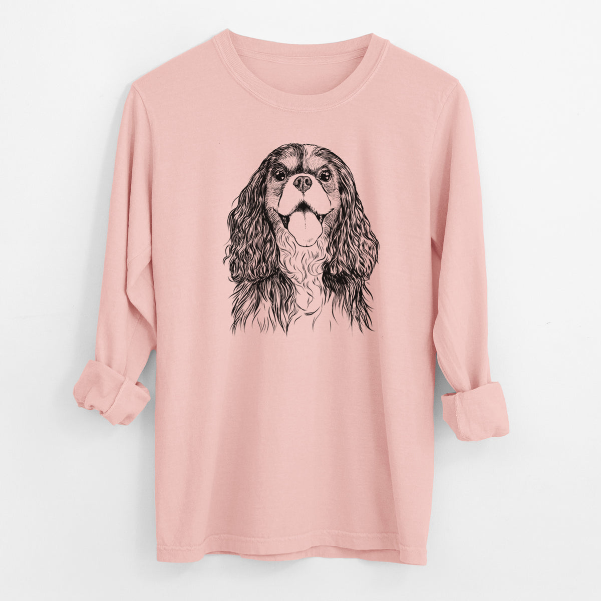 Bare Brandy the Cavalier King Charles Spaniel - Men's Heavyweight 100% Cotton Long Sleeve