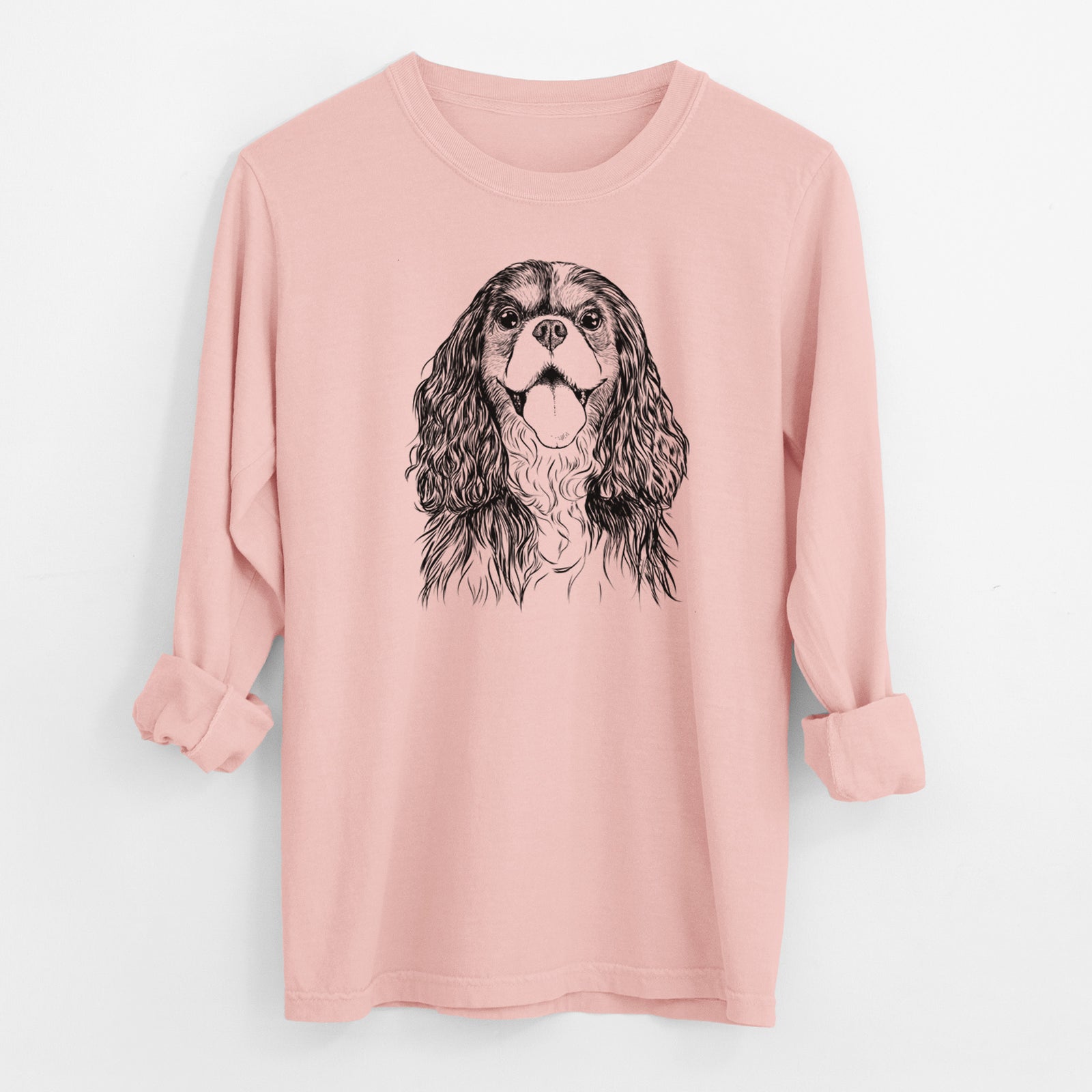 Bare Brandy the Cavalier King Charles Spaniel - Men's Heavyweight 100% Cotton Long Sleeve