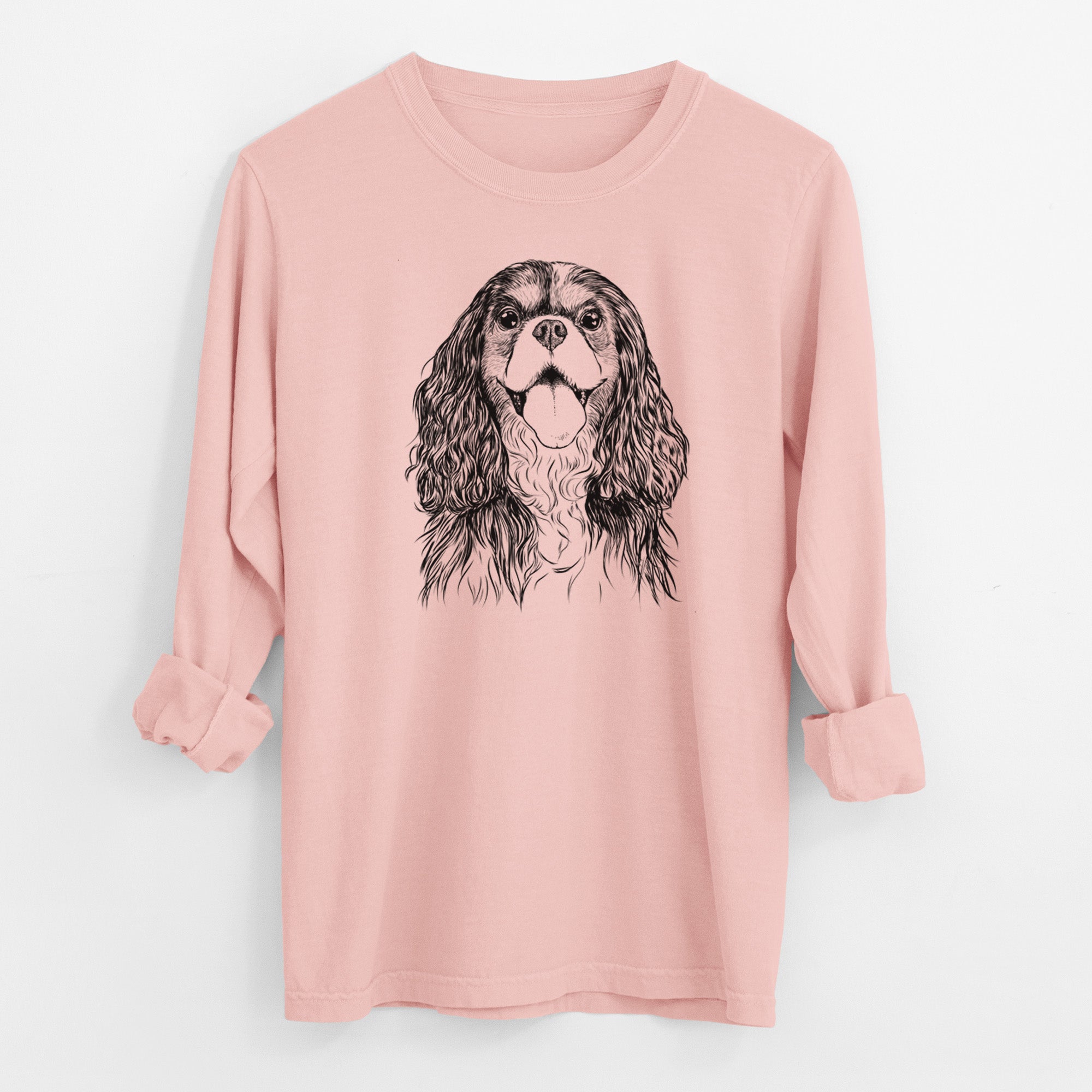 Bare Brandy the Cavalier King Charles Spaniel - Men's Heavyweight 100% Cotton Long Sleeve