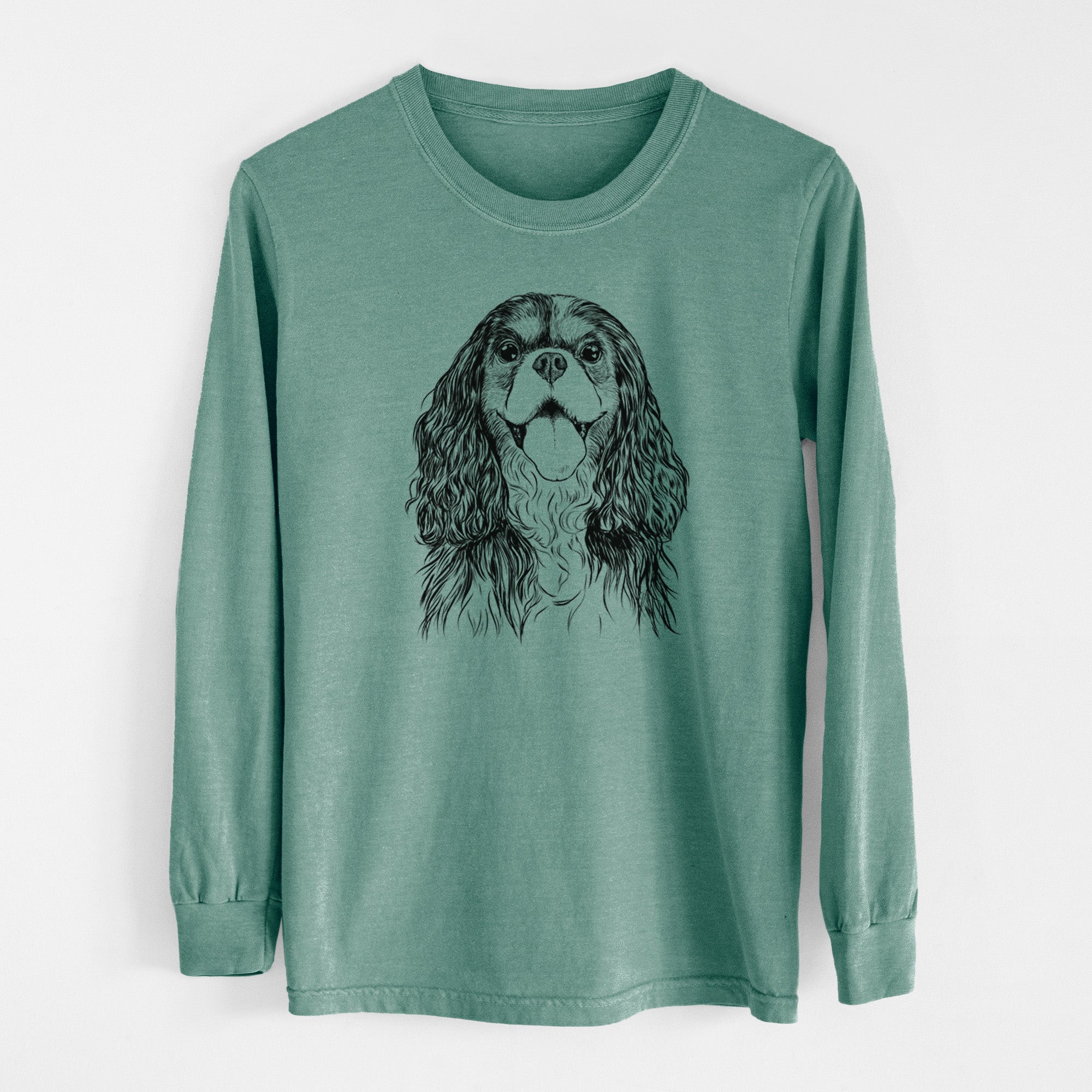Bare Brandy the Cavalier King Charles Spaniel - Men's Heavyweight 100% Cotton Long Sleeve