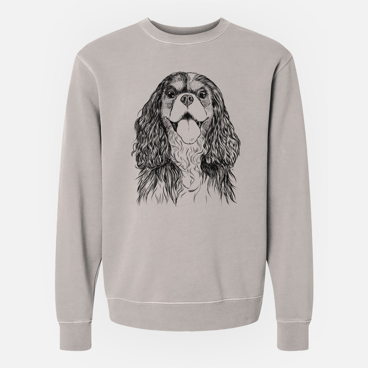 Bare Brandy the Cavalier King Charles Spaniel - Unisex Pigment Dyed Crew Sweatshirt