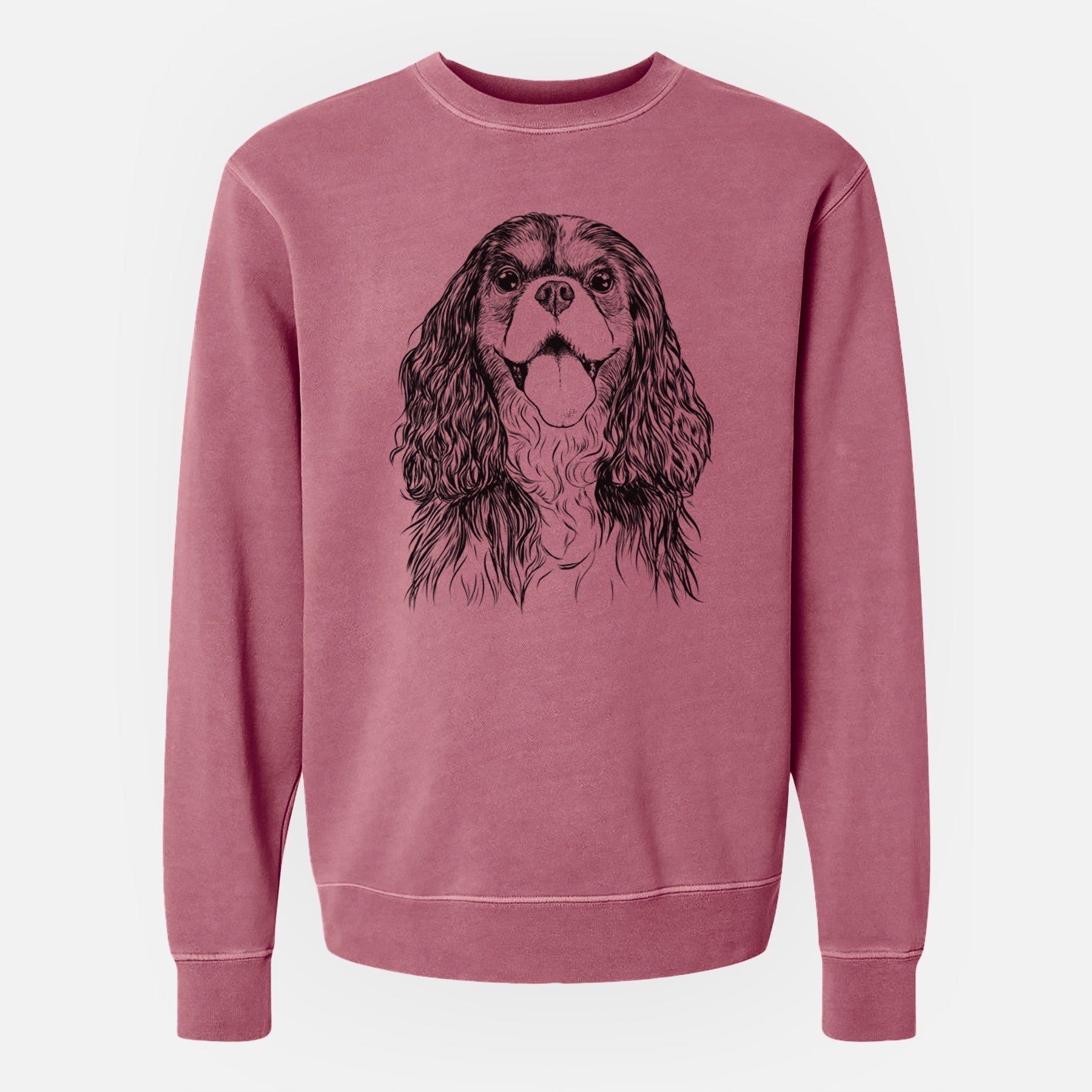 Bare Brandy the Cavalier King Charles Spaniel - Unisex Pigment Dyed Crew Sweatshirt
