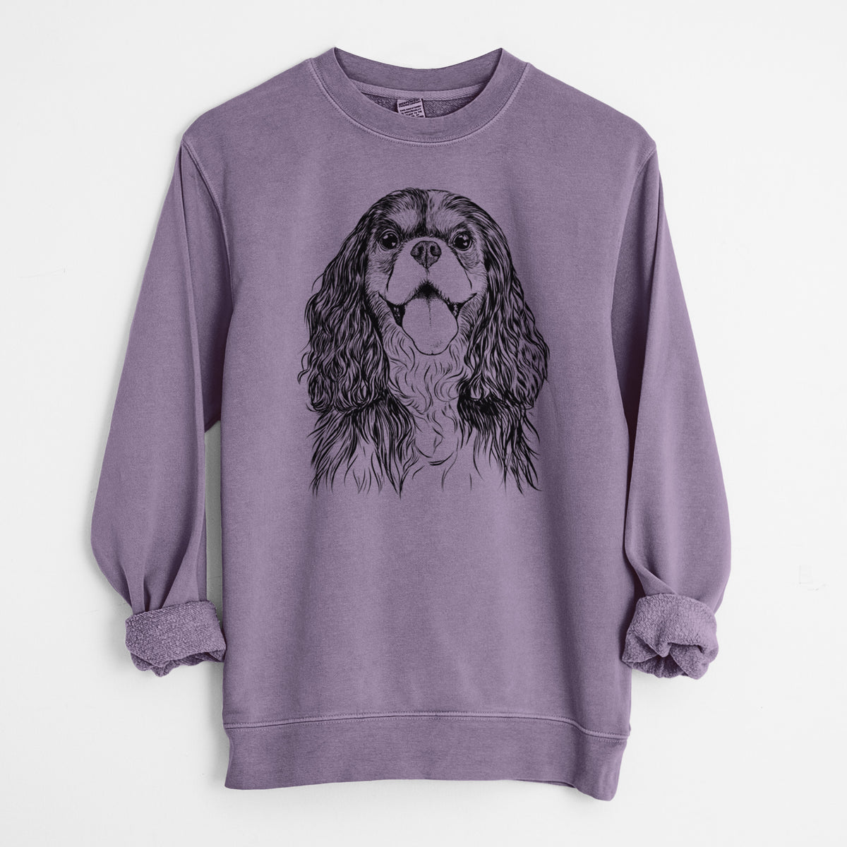 Bare Brandy the Cavalier King Charles Spaniel - Unisex Pigment Dyed Crew Sweatshirt