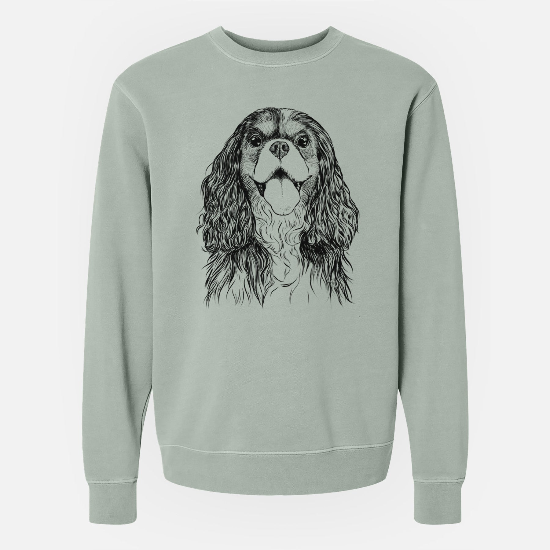 Bare Brandy the Cavalier King Charles Spaniel - Unisex Pigment Dyed Crew Sweatshirt