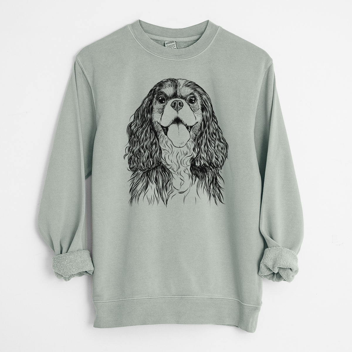 Bare Brandy the Cavalier King Charles Spaniel - Unisex Pigment Dyed Crew Sweatshirt