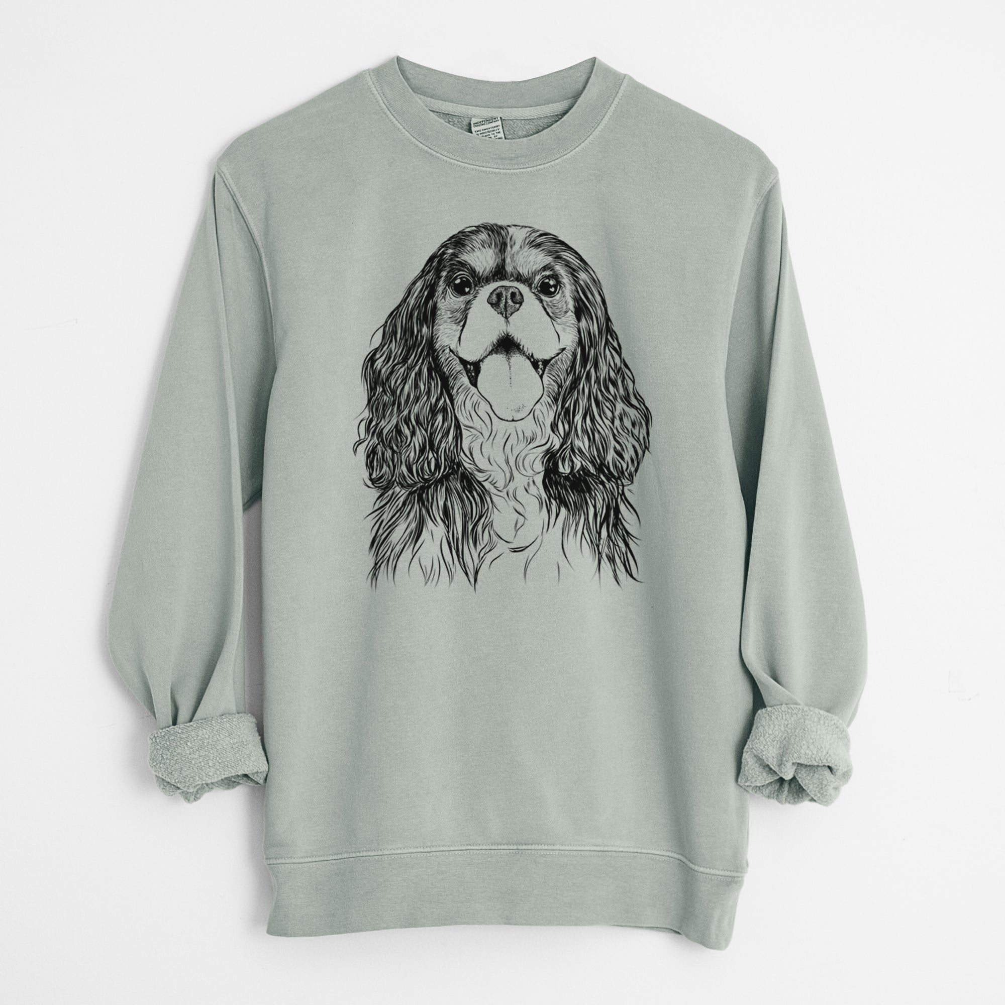 Bare Brandy the Cavalier King Charles Spaniel - Unisex Pigment Dyed Crew Sweatshirt