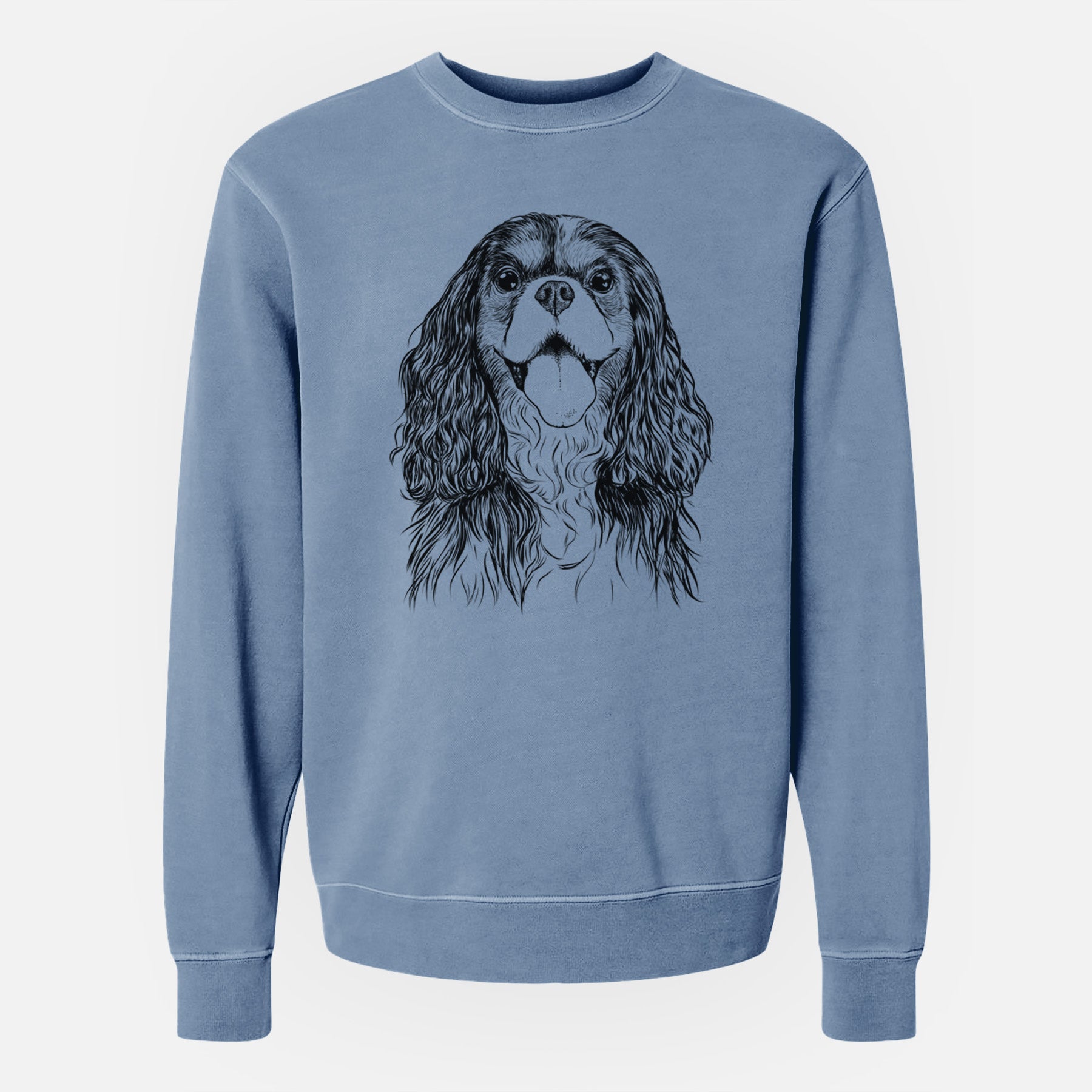 Bare Brandy the Cavalier King Charles Spaniel - Unisex Pigment Dyed Crew Sweatshirt