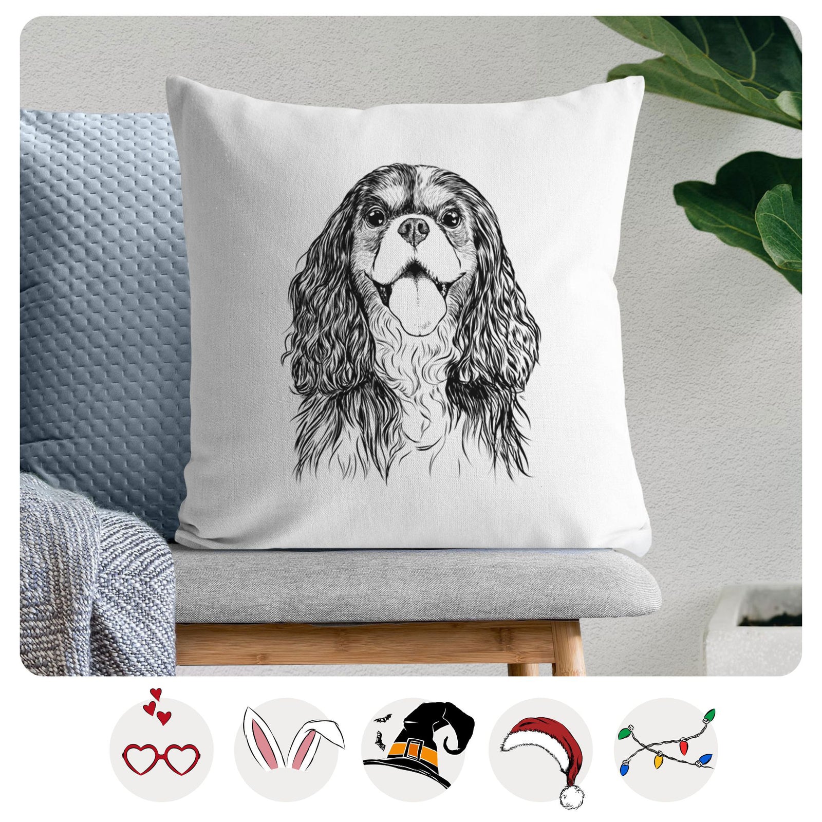 Brandy the Cavalier King Charles Spaniel - Throw Pillow Cover