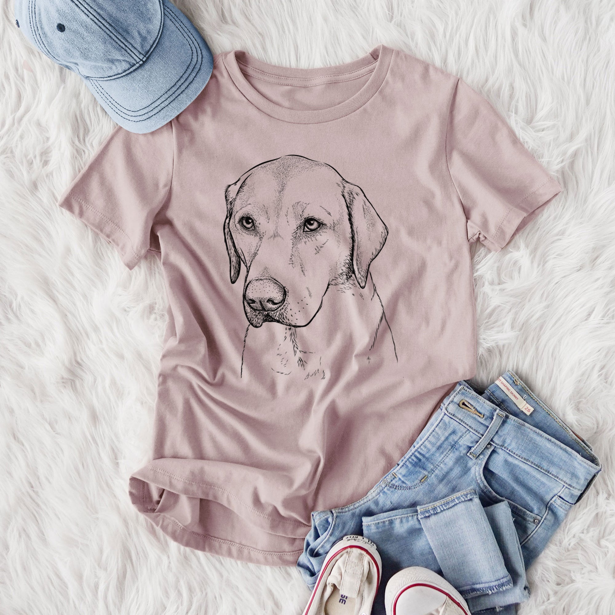 Bare Braxton the Yellow Lab - Women's Lightweight Relaxed Fit 100% Cotton Crewneck