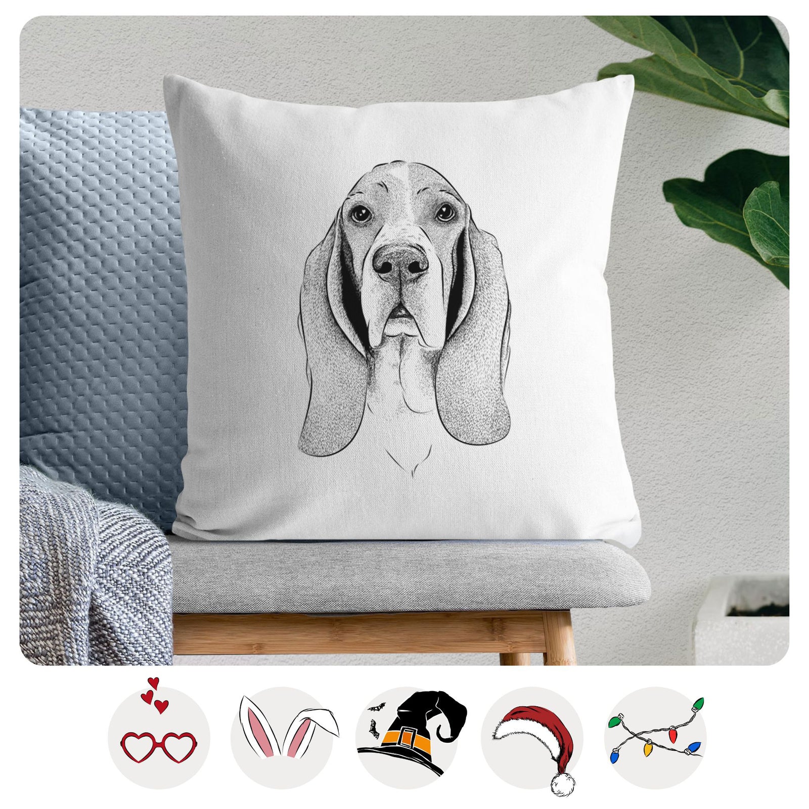 Buckley the Basset Hound - Throw Pillow Cover