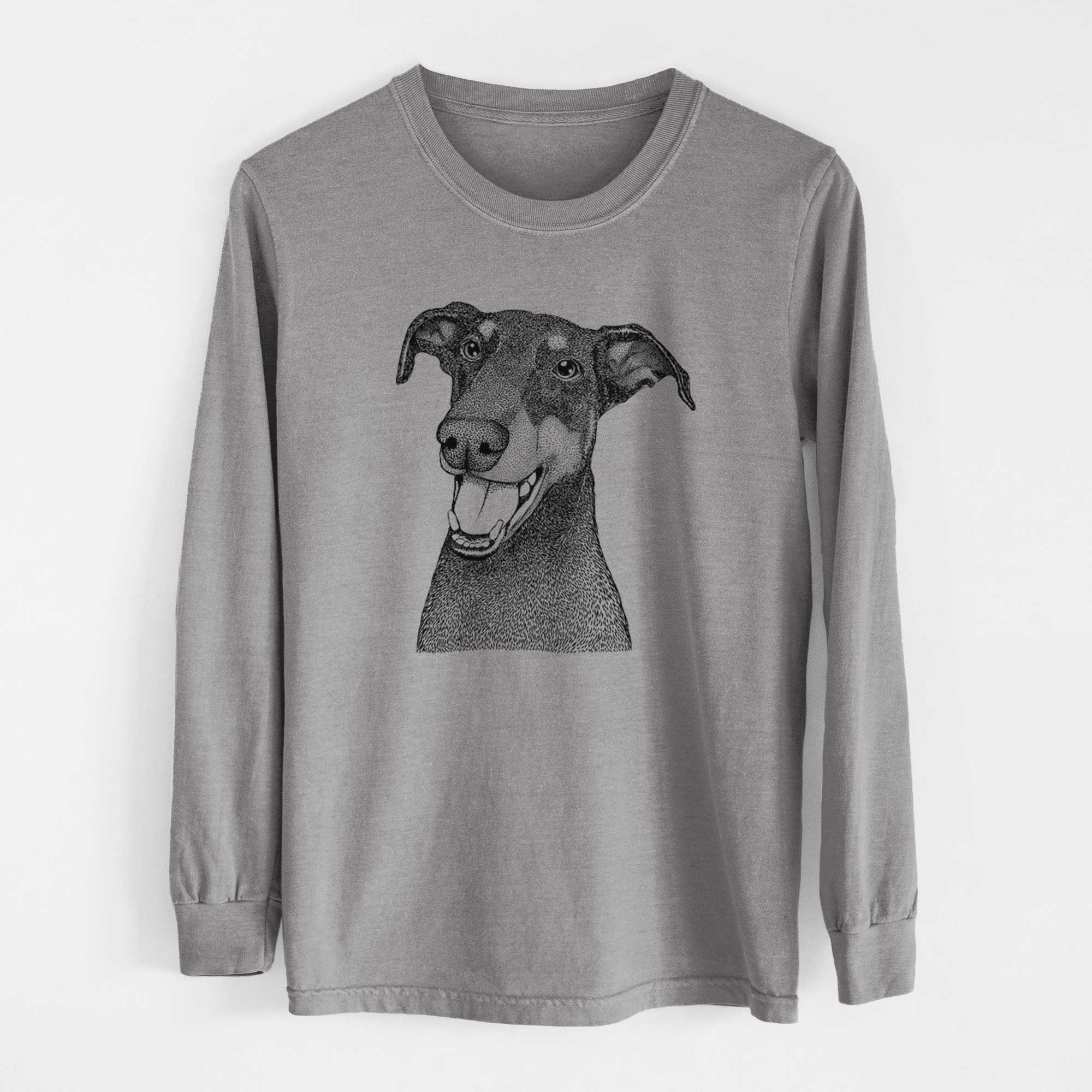 Bare Bunnie the Doberman Pinscher - Men's Heavyweight 100% Cotton Long Sleeve