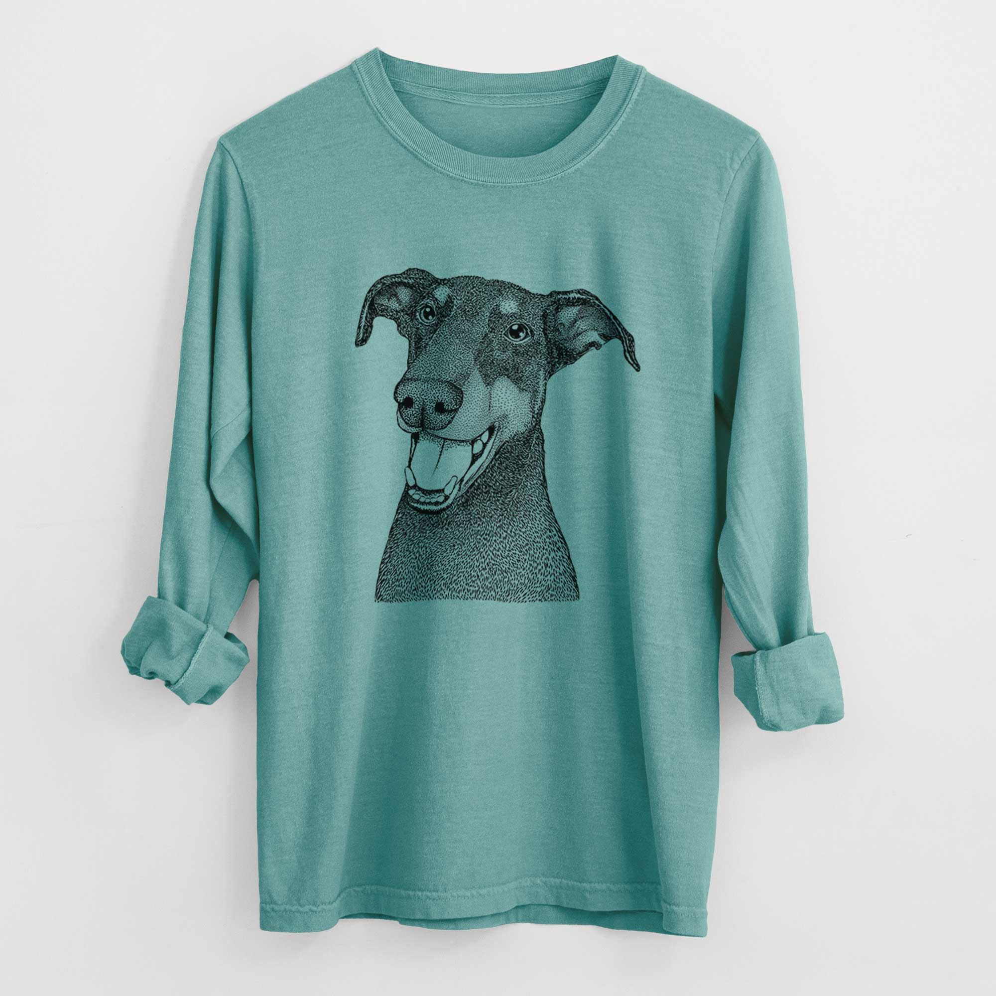 Bare Bunnie the Doberman Pinscher - Men's Heavyweight 100% Cotton Long Sleeve