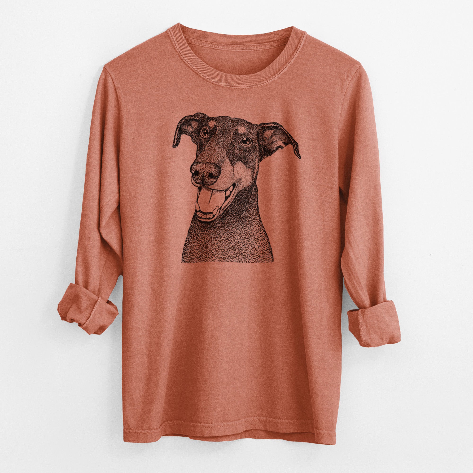 Bare Bunnie the Doberman Pinscher - Men's Heavyweight 100% Cotton Long Sleeve