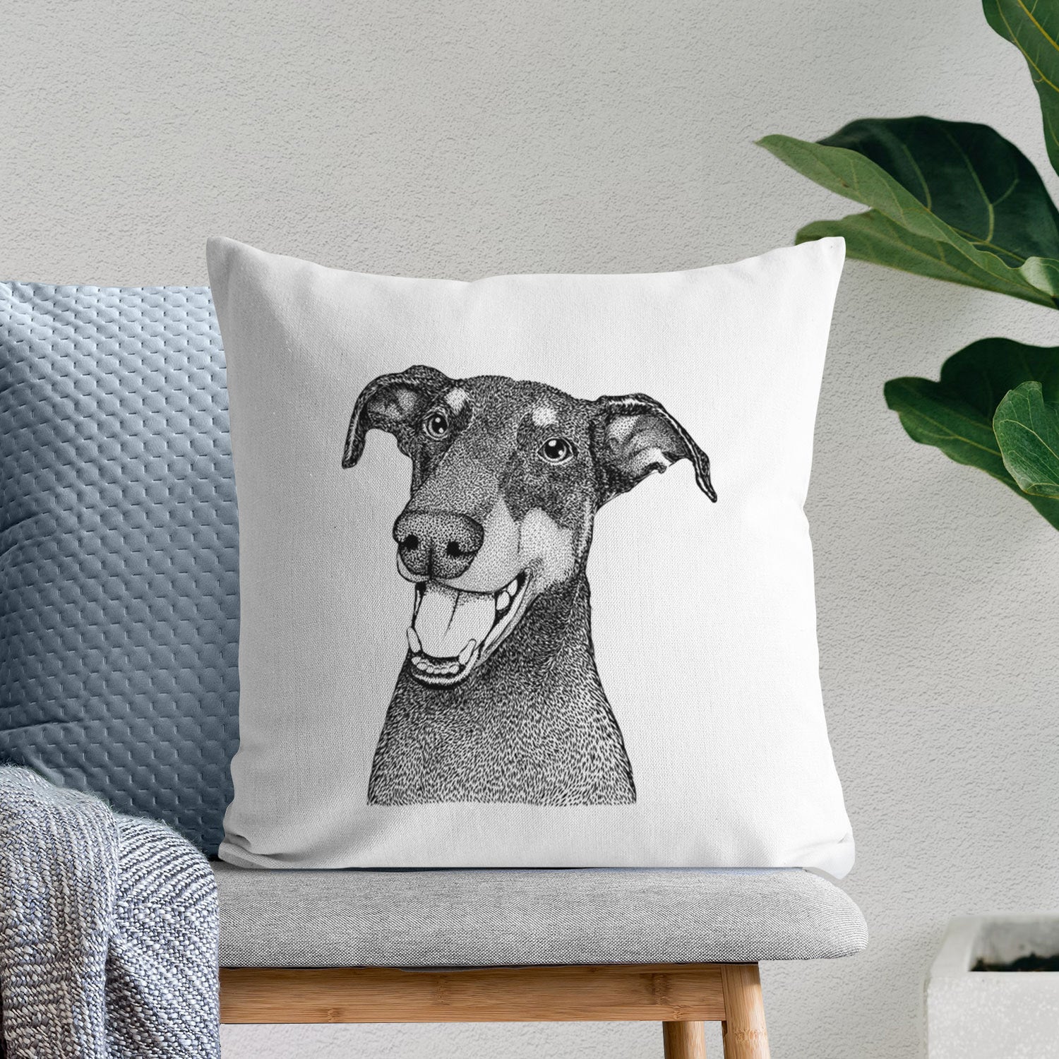 Bunnie the Doberman Pinscher - Throw Pillow Cover