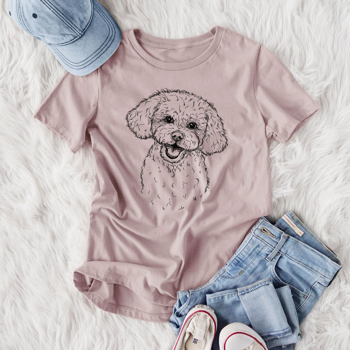 Bare Caesar the Bichon Frise - Women's Lightweight Relaxed Fit 100% Cotton Crewneck