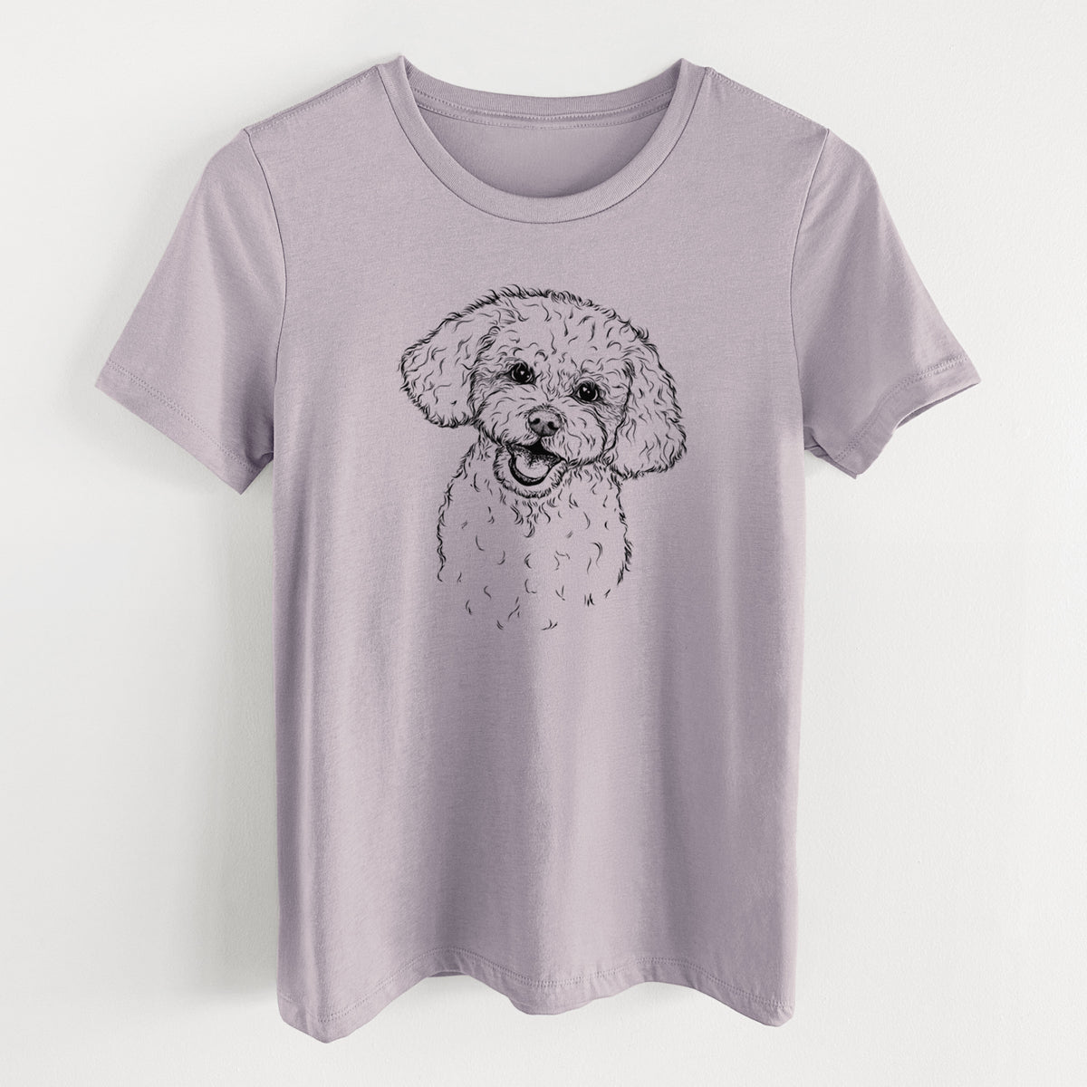 Bare Caesar the Bichon Frise - Women&#39;s Lightweight Relaxed Fit 100% Cotton Crewneck