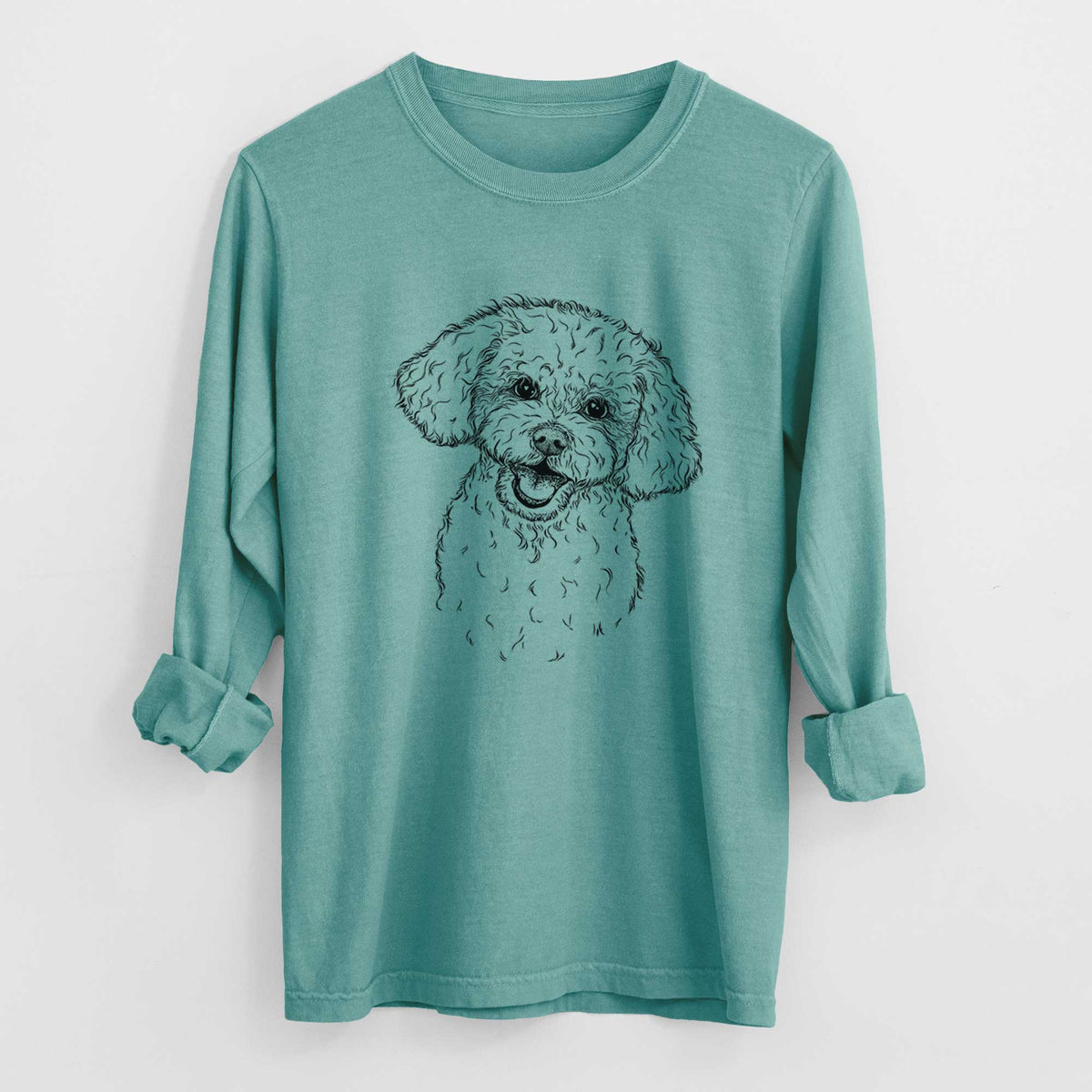 Bare Caesar the Bichon Frise - Men&#39;s Heavyweight 100% Cotton Long Sleeve