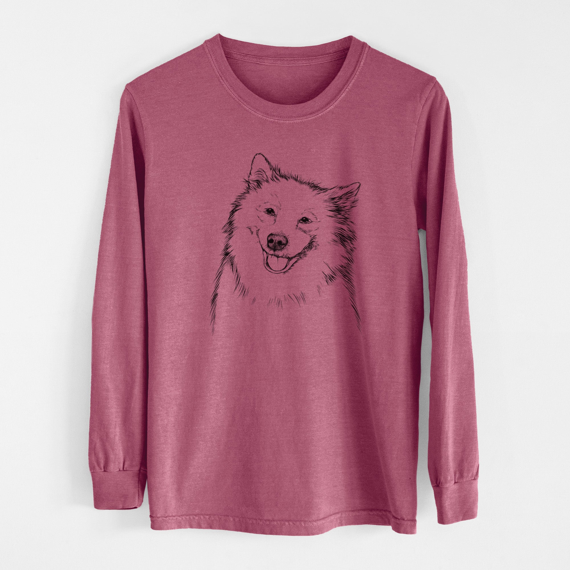 Bare Caico the Samoyed - Men's Heavyweight 100% Cotton Long Sleeve